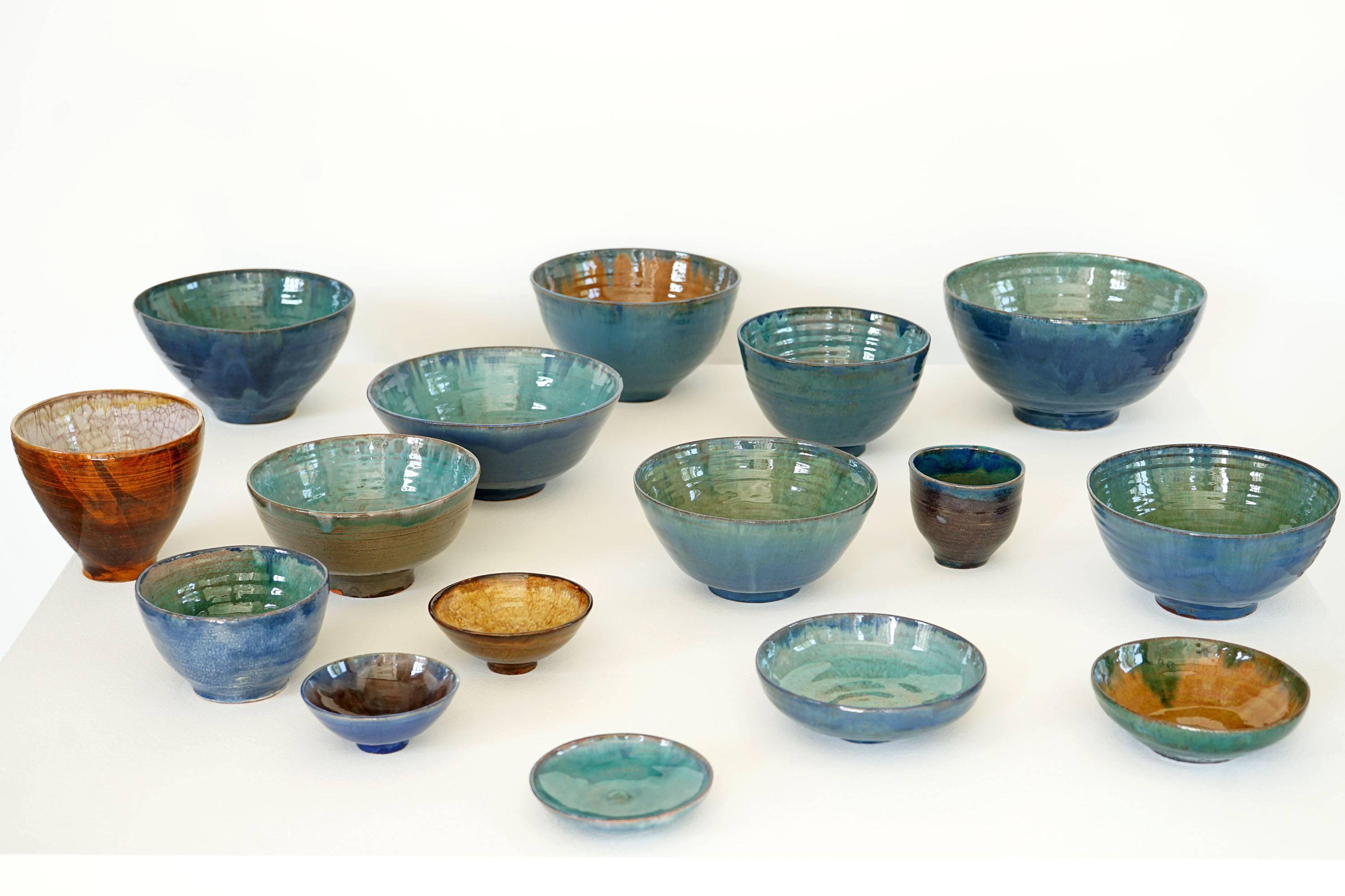 Hand-Crafted Beautiful Set of Handmade Ceramic Bowls, 1970s For Sale