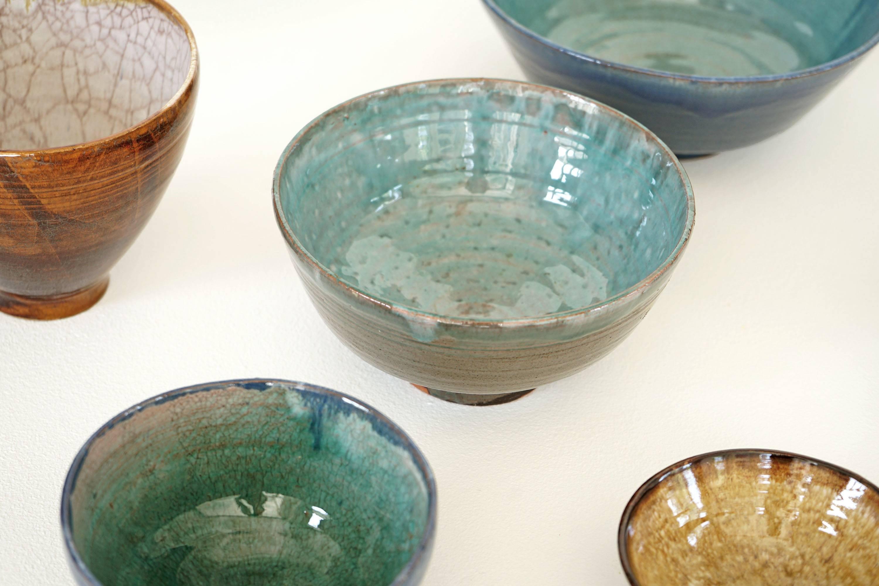 Beautiful Set of Handmade Ceramic Bowls, 1970s For Sale 1