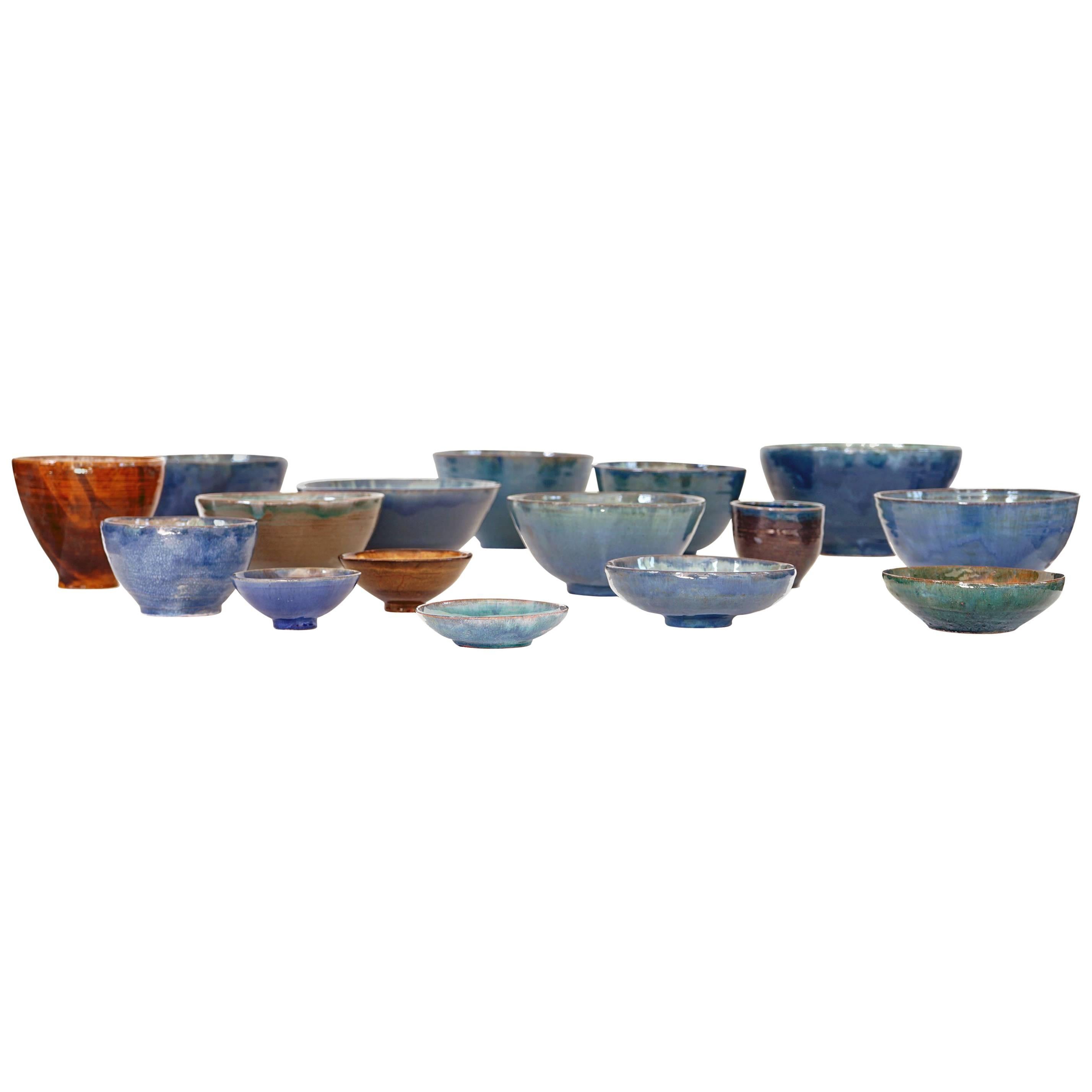 Beautiful Set of Handmade Ceramic Bowls, 1970s For Sale