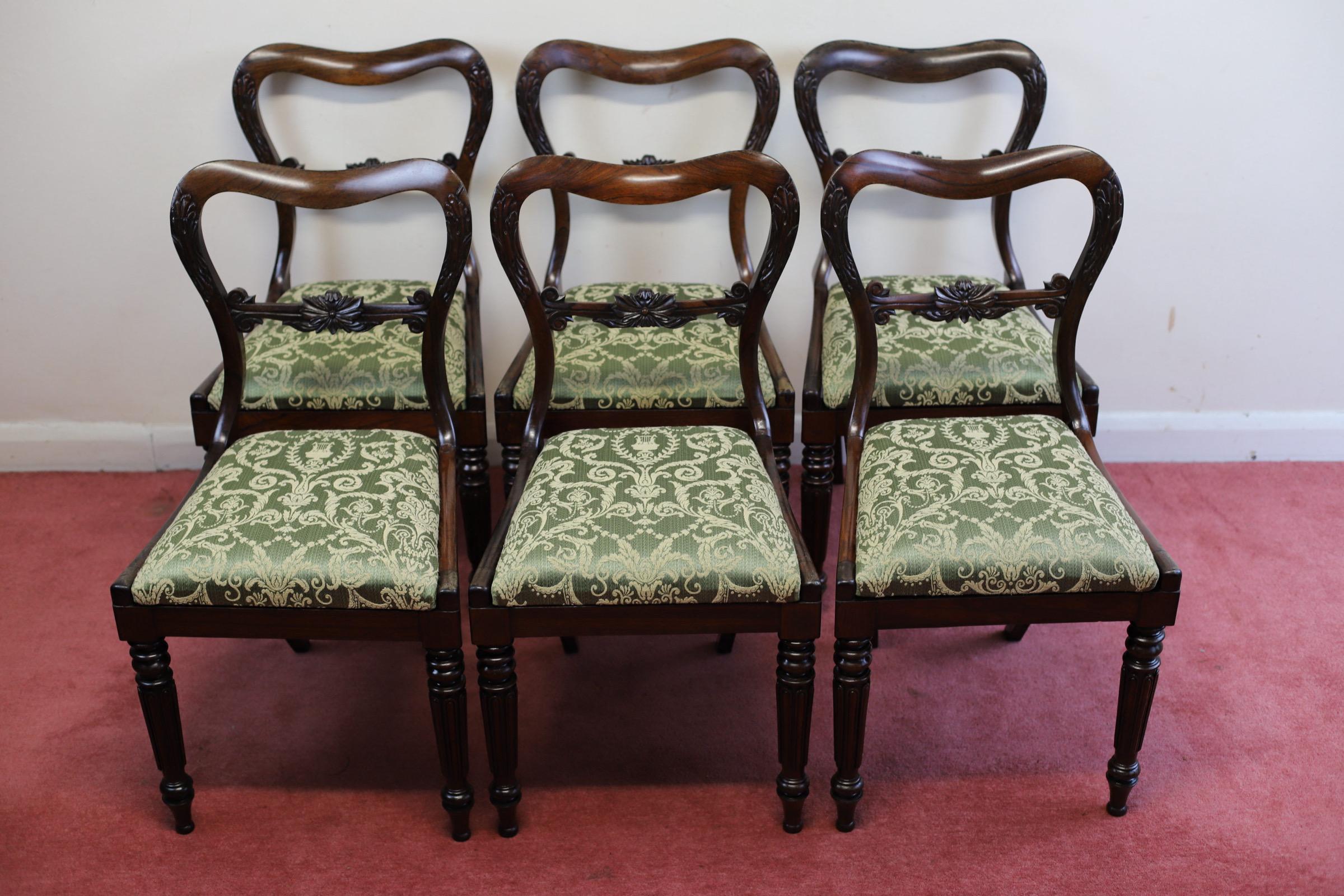 William IV Beautiful Set Of Six Early Victorian Dining Chairs  For Sale