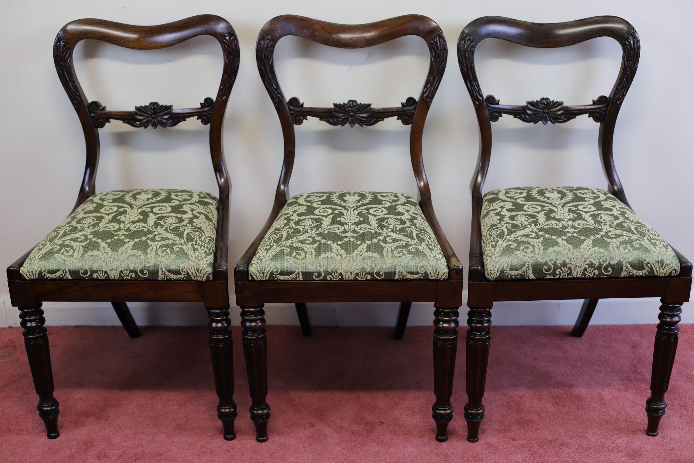 Hand-Carved Beautiful Set Of Six Early Victorian Dining Chairs  For Sale