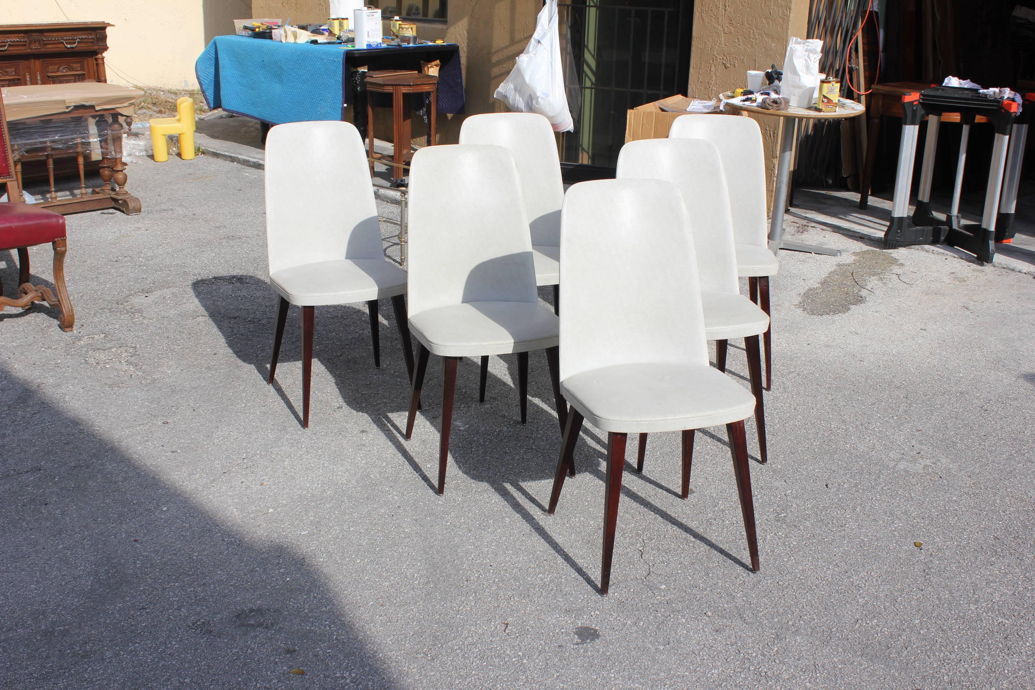 Mid-20th Century Beautiful Set of Six French Art Deco Solid Mahogany Gondola Dining Chairs