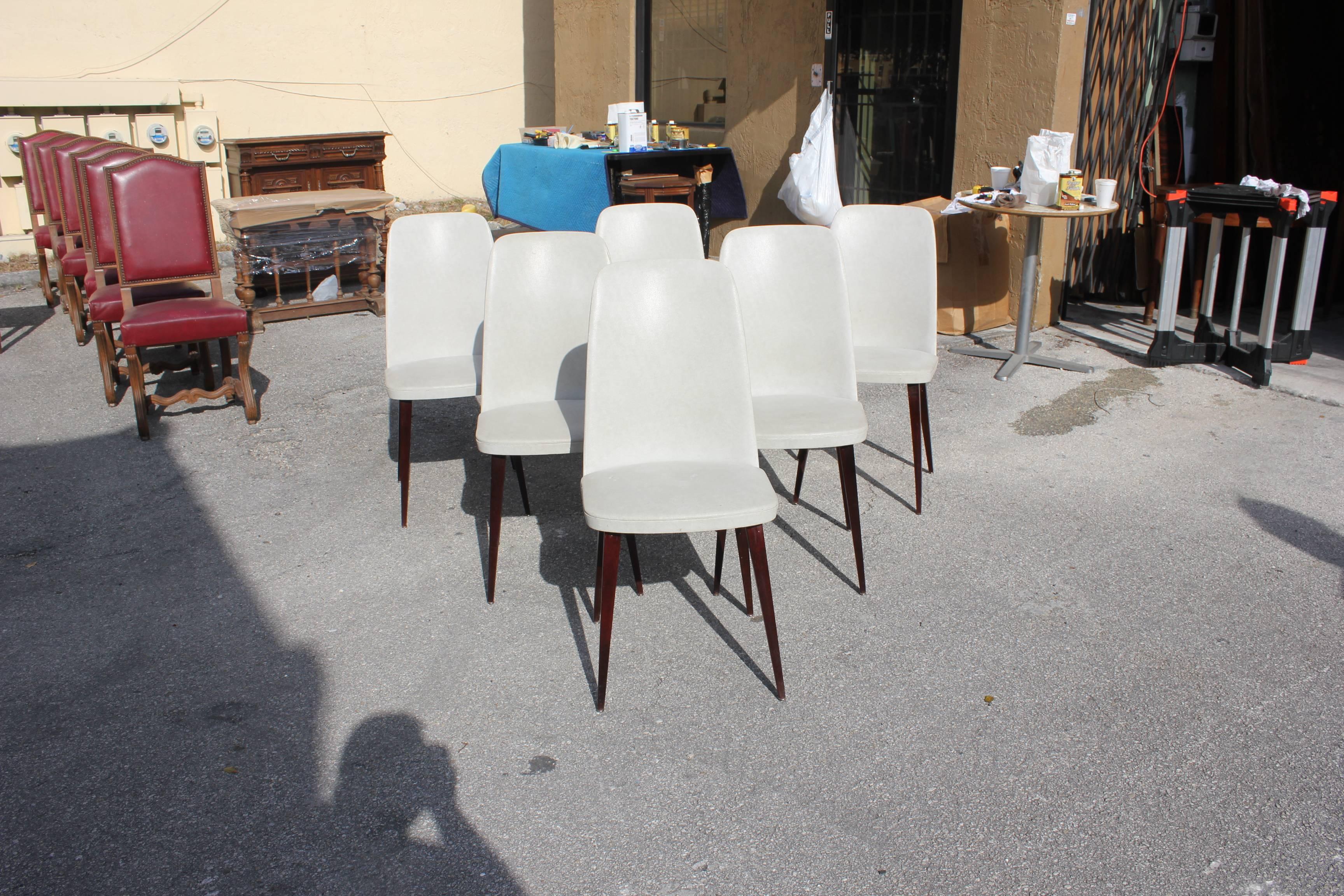 Beautiful Set of Six French Art Deco Solid Mahogany Gondola Dining Chairs 2