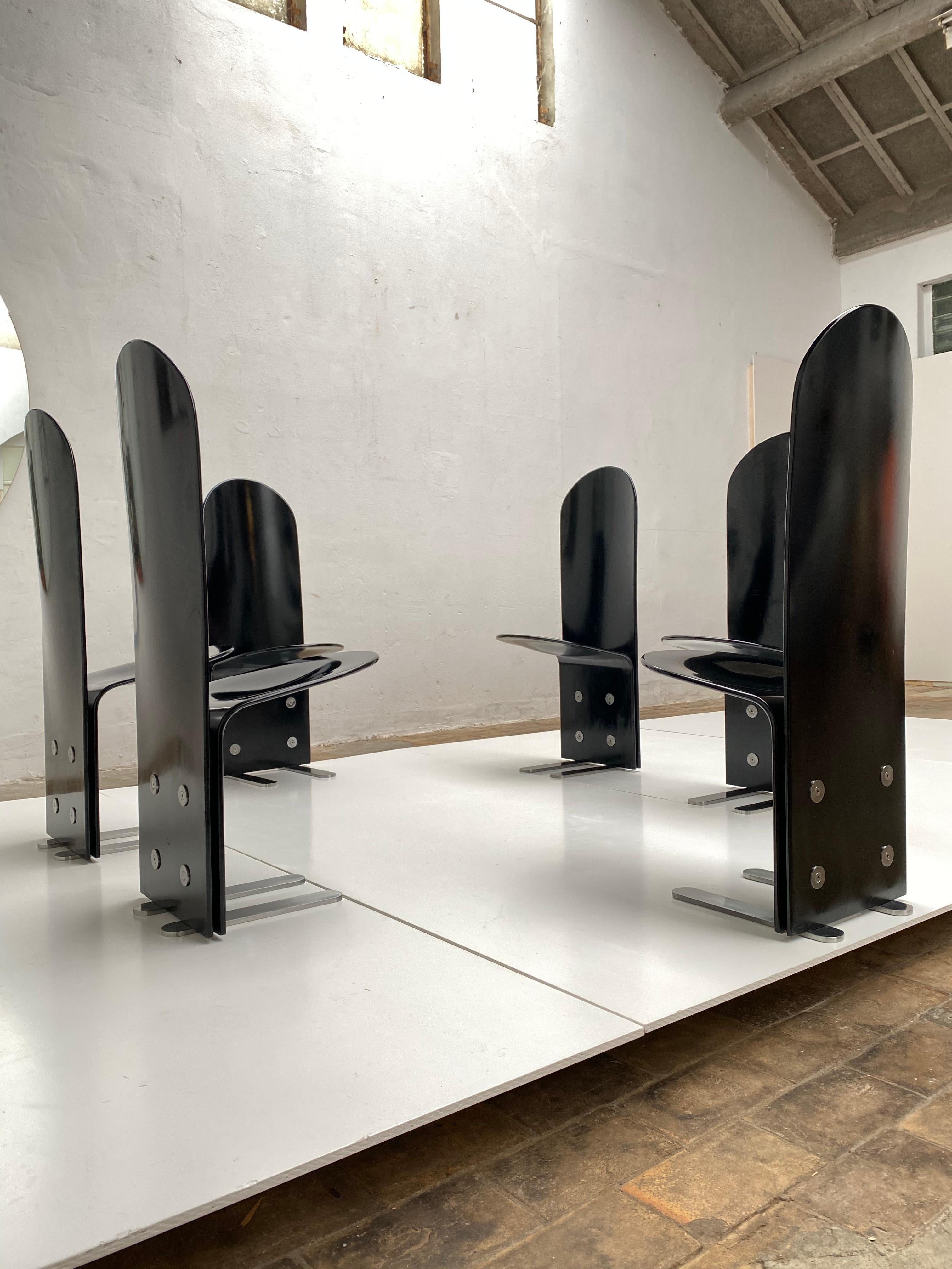 Beautiful Set of Six 'Pellicano' Chairs by Luigi Saccardo, Published Casa Vogue 6