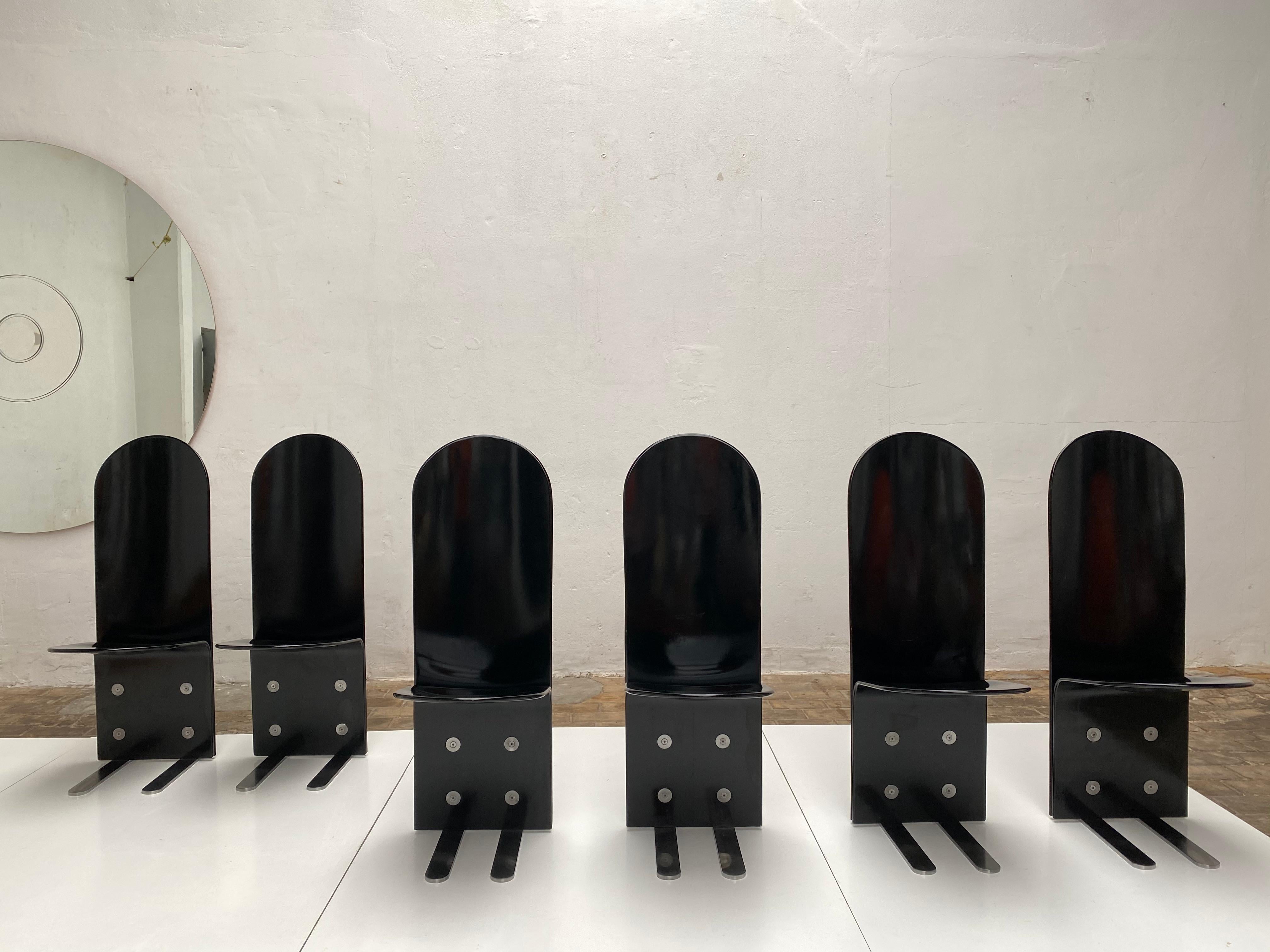 Beautiful Set of Six 'Pellicano' Chairs by Luigi Saccardo, Published Casa Vogue 5