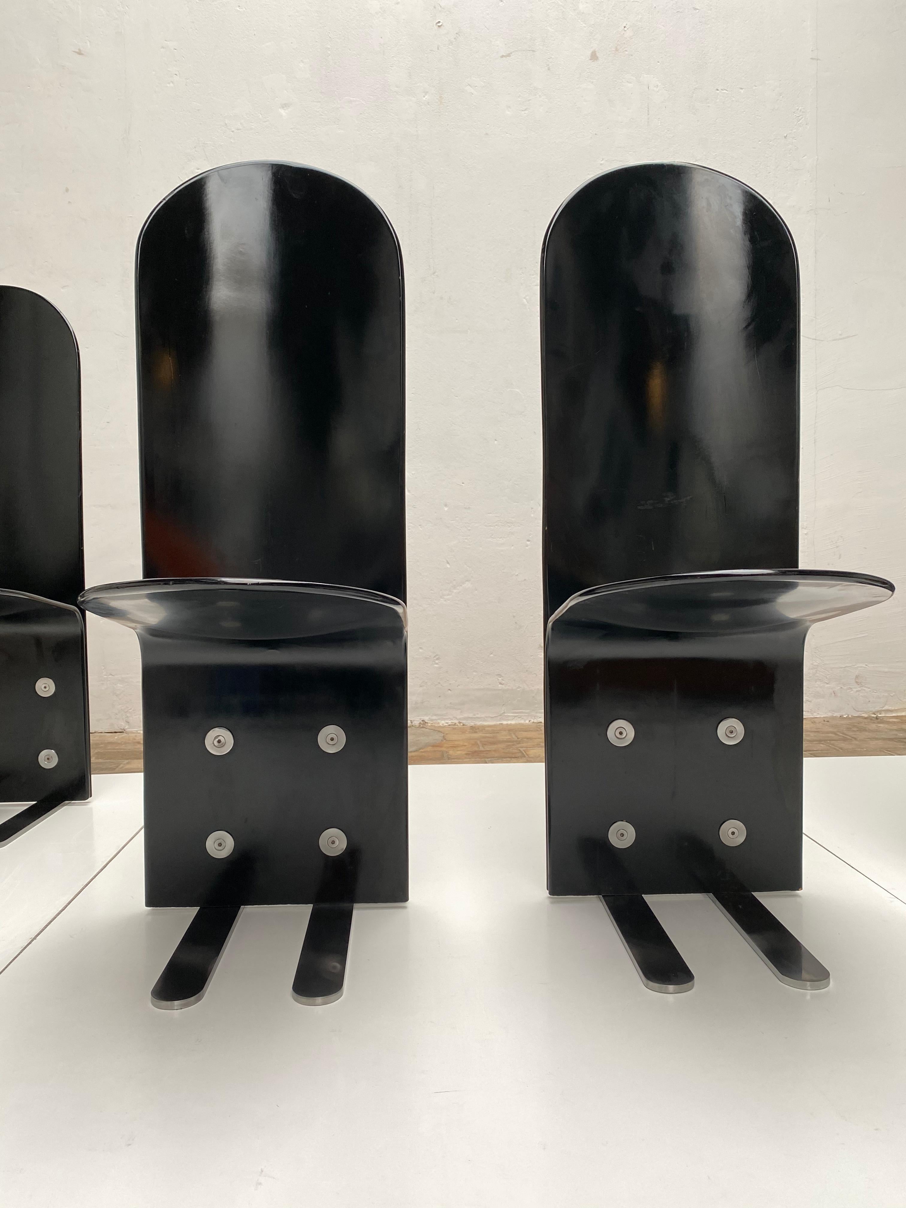 Beautiful Set of Six 'Pellicano' Chairs by Luigi Saccardo, Published Casa Vogue 1