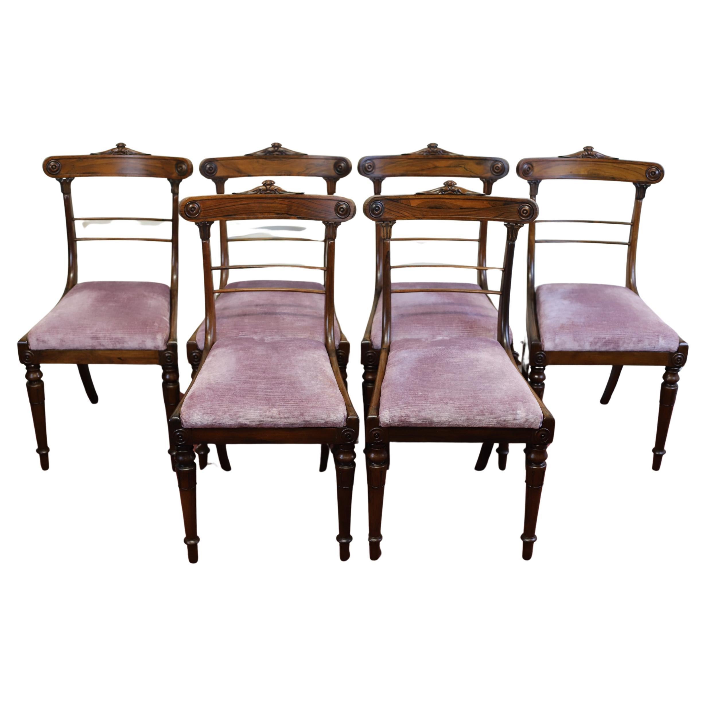 Magnifique ensemble de six chaises de salle à manger Regency