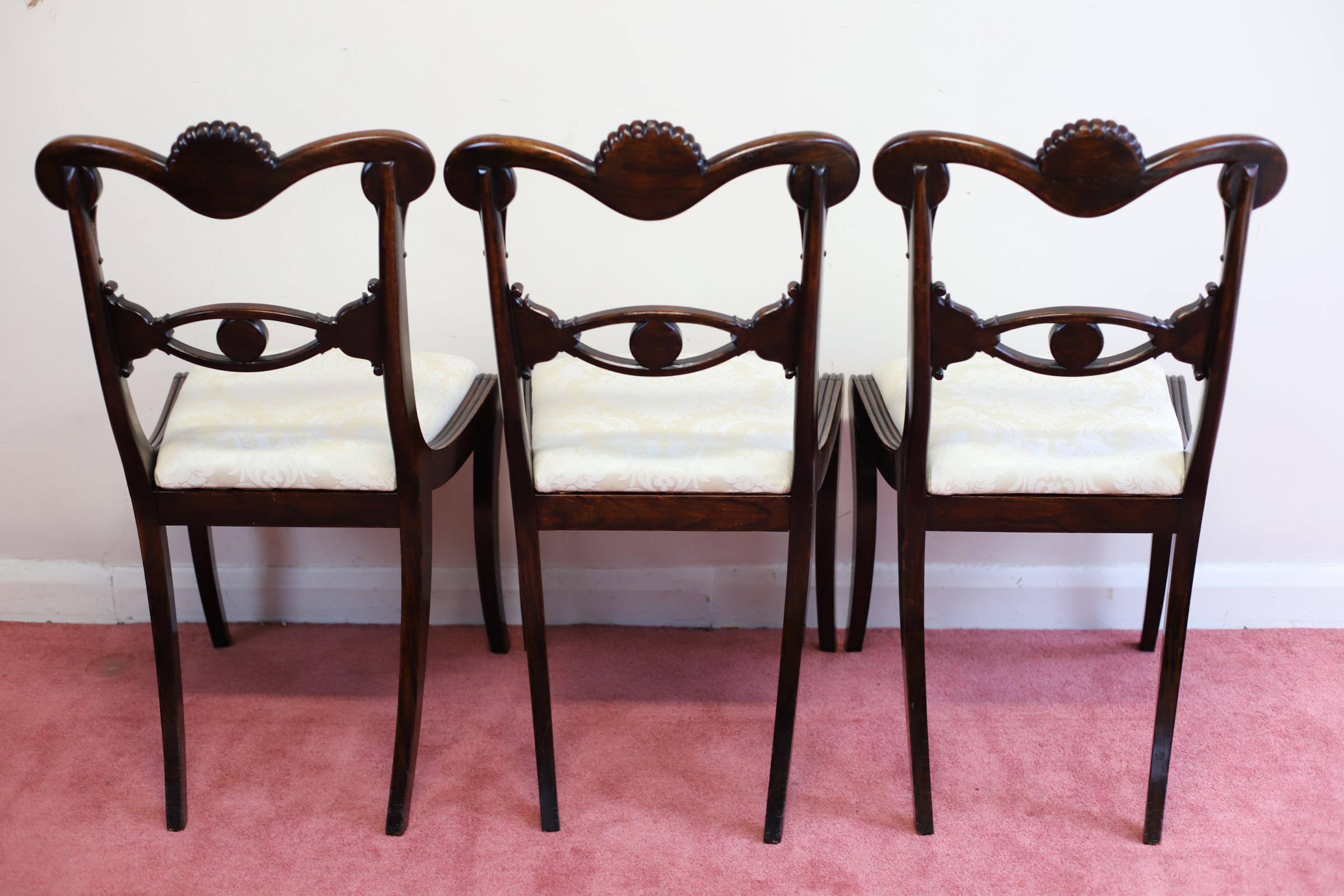 Beautiful Set Of Six Regency Hardwood And Brass-inlaid Dining Chairs  For Sale 7