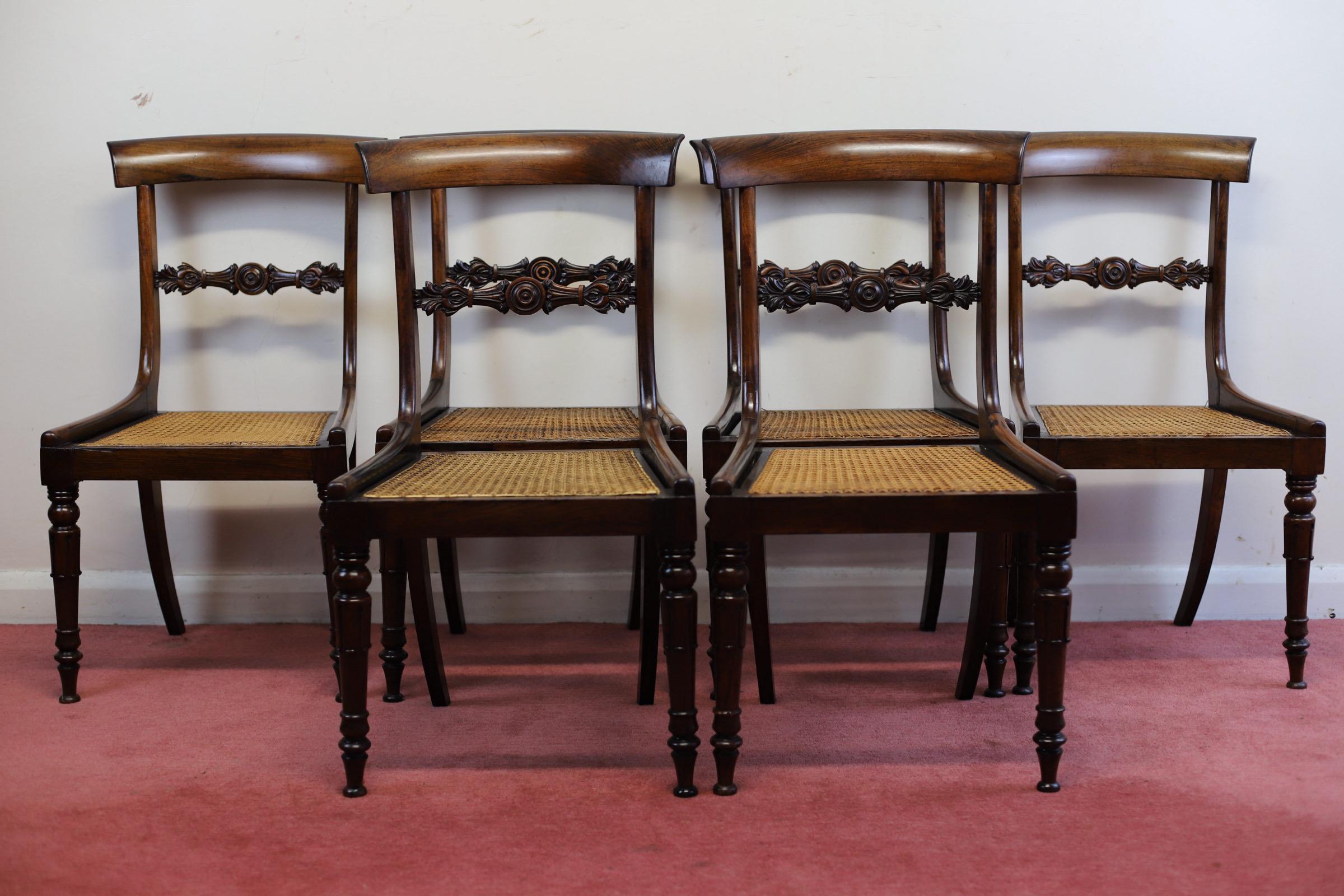 Hand-Carved Beautiful Set Of Six William IV  Dining Chairs  For Sale