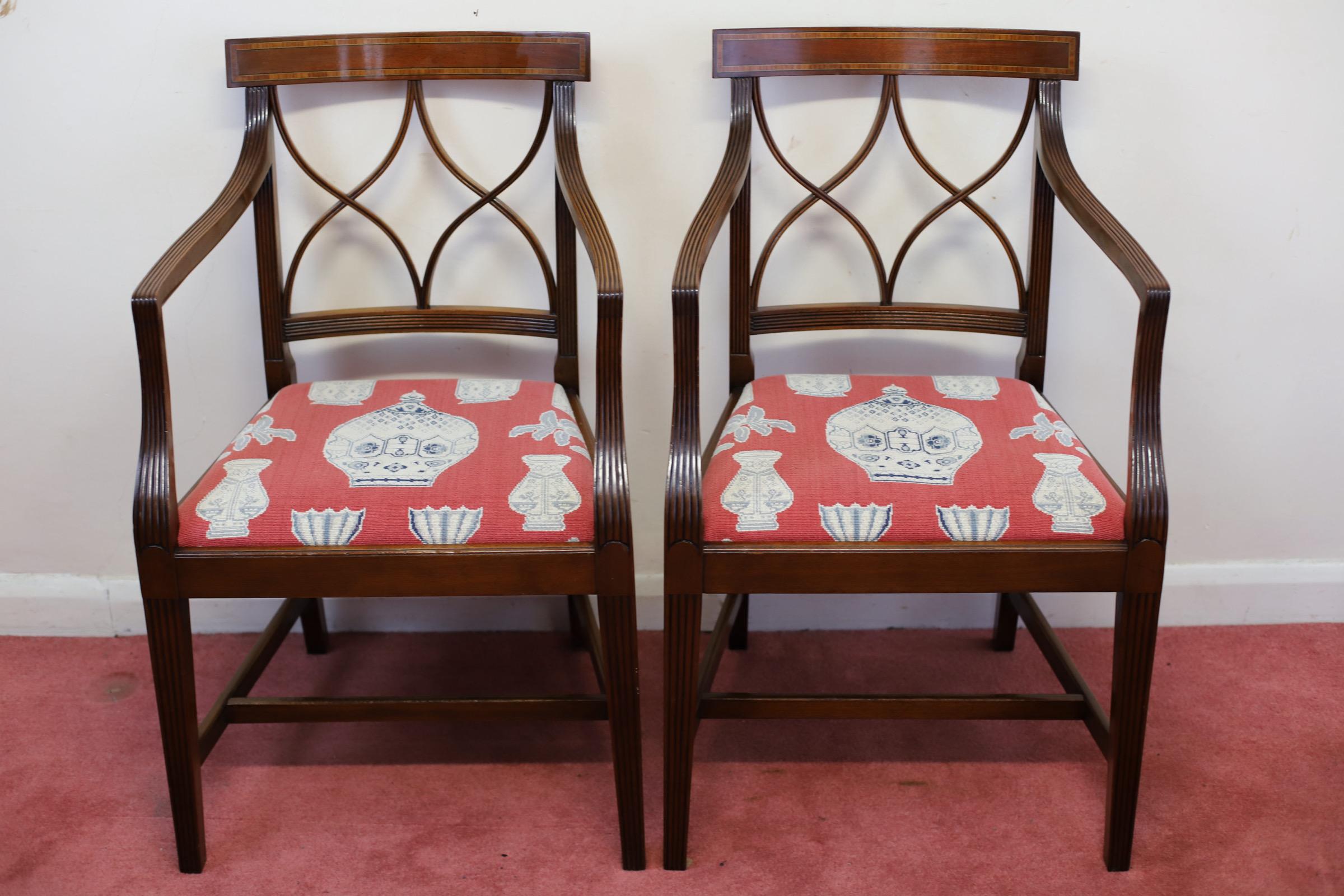 British Beautiful Set Of Twelve George III Style Dining Chairs  For Sale