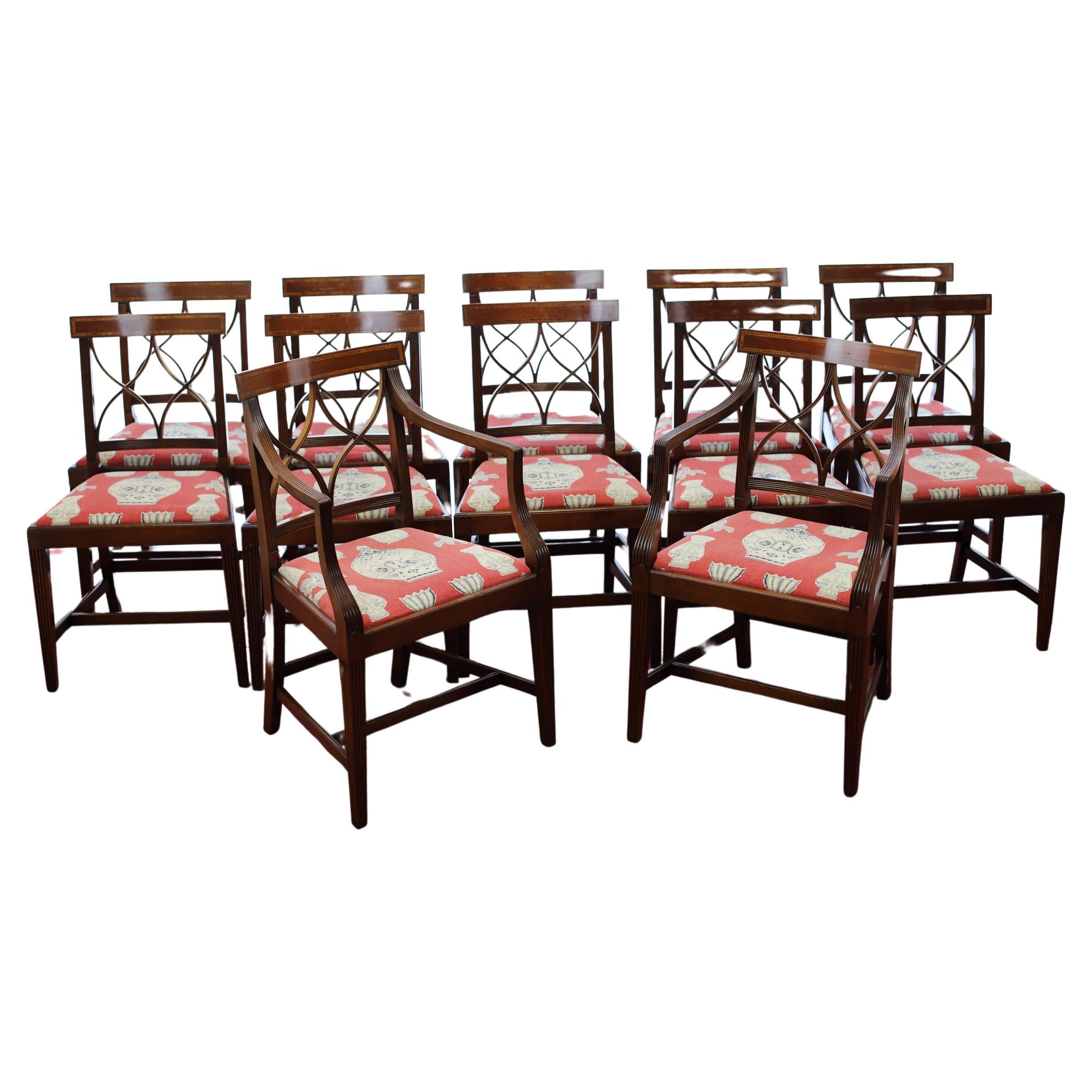 Beautiful Set Of Twelve George III Style Dining Chairs  For Sale
