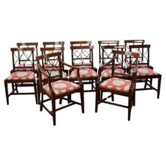 Vintage Beautiful Set Of Twelve George III Style Dining Chairs 
