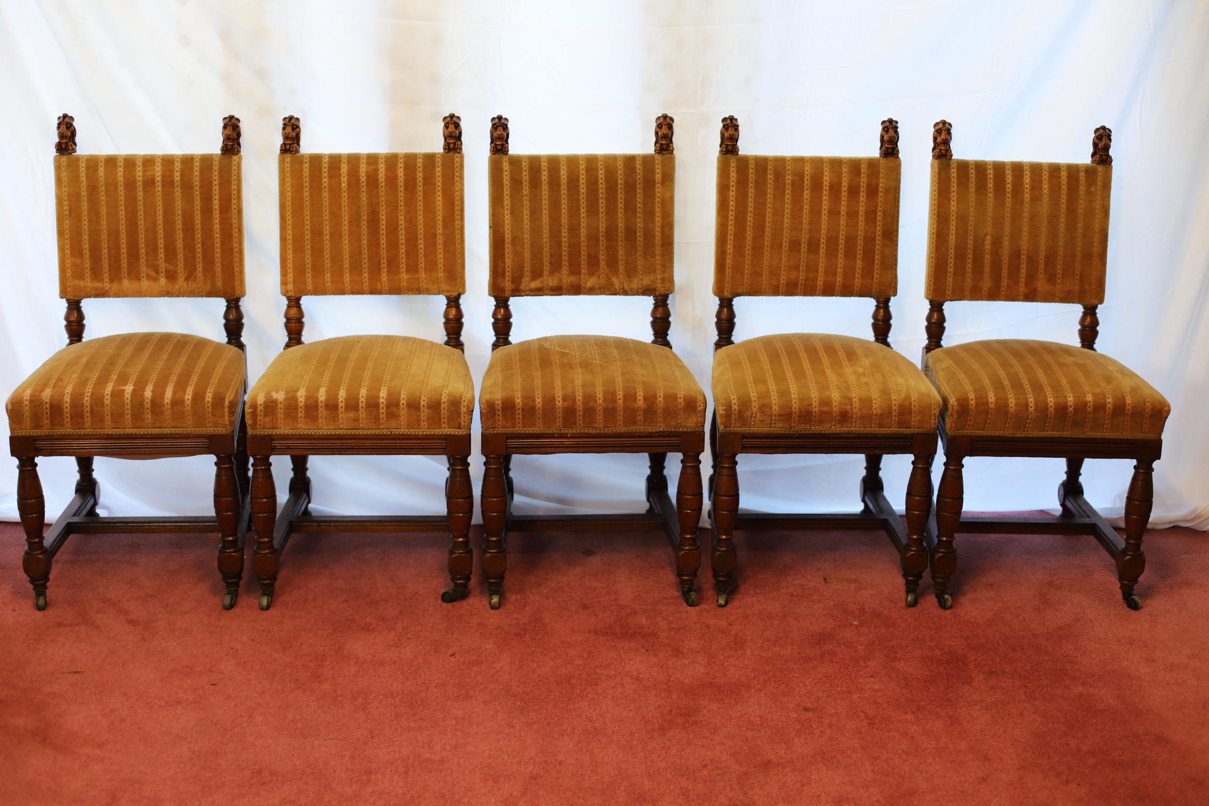 Beautiful Set Of Twelve Victorian Oak Dining Chairs For Sale 6