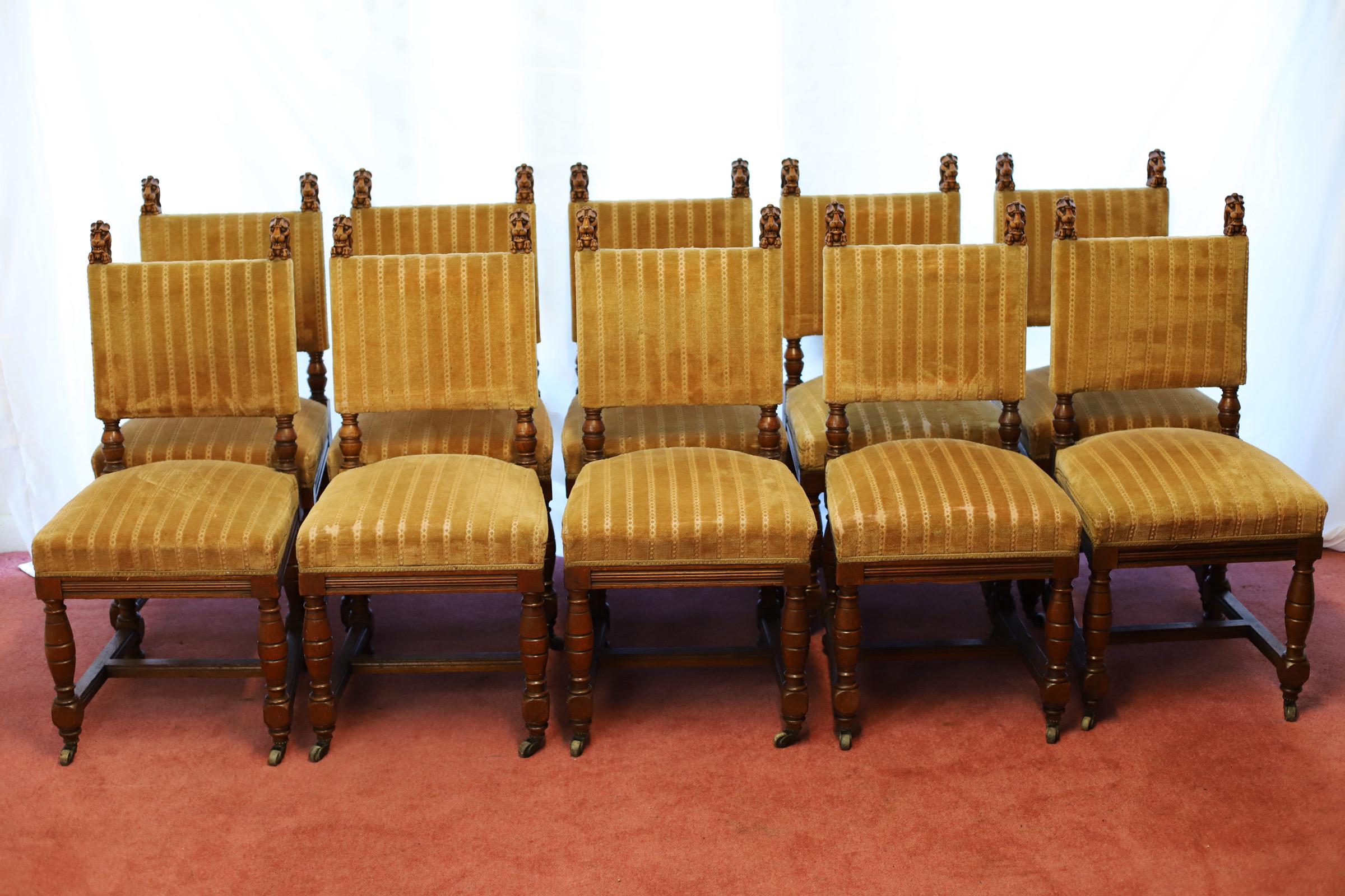 Hand-Crafted Beautiful Set Of Twelve Victorian Oak Dining Chairs For Sale