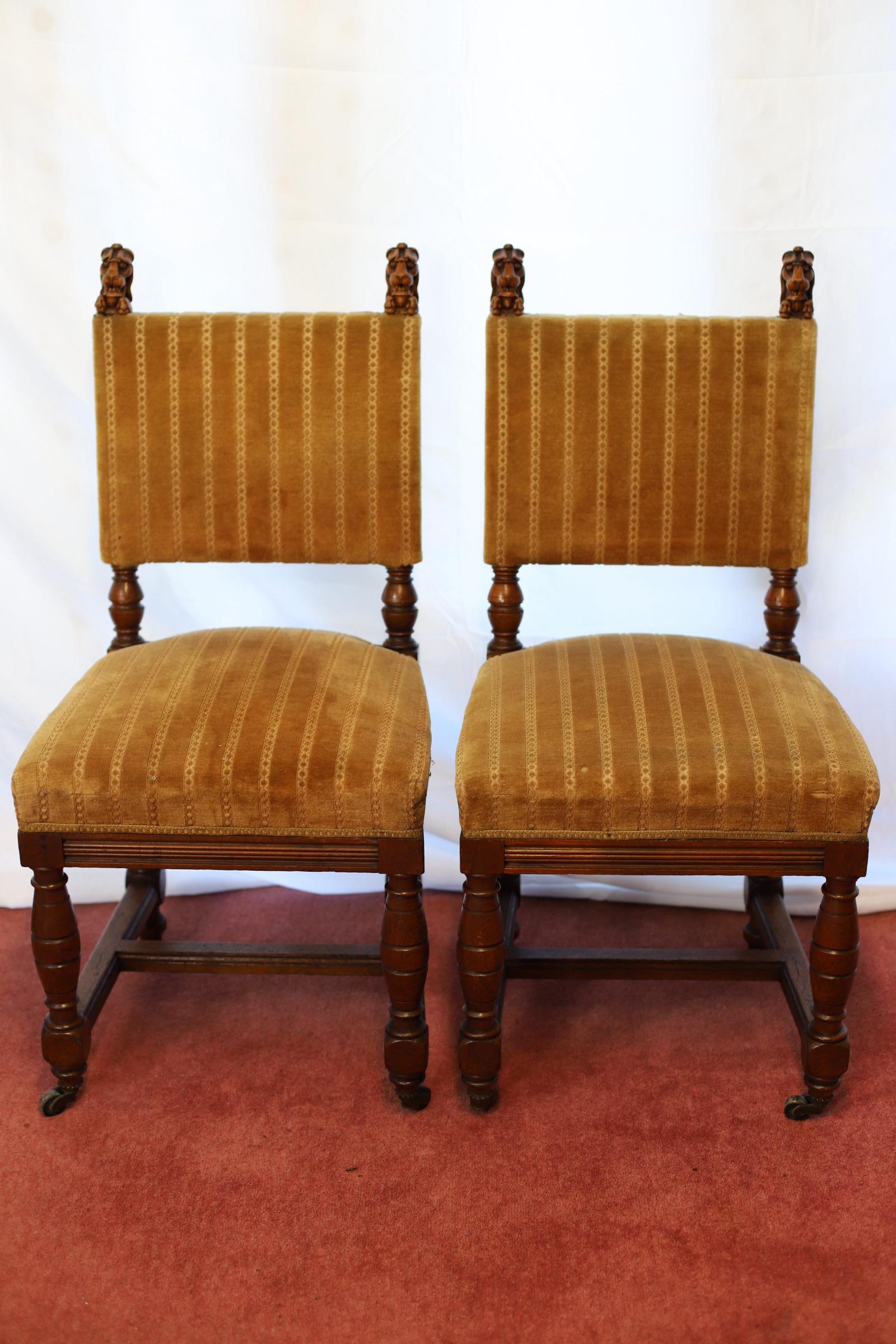 Beautiful Set Of Twelve Victorian Oak Dining Chairs For Sale 1