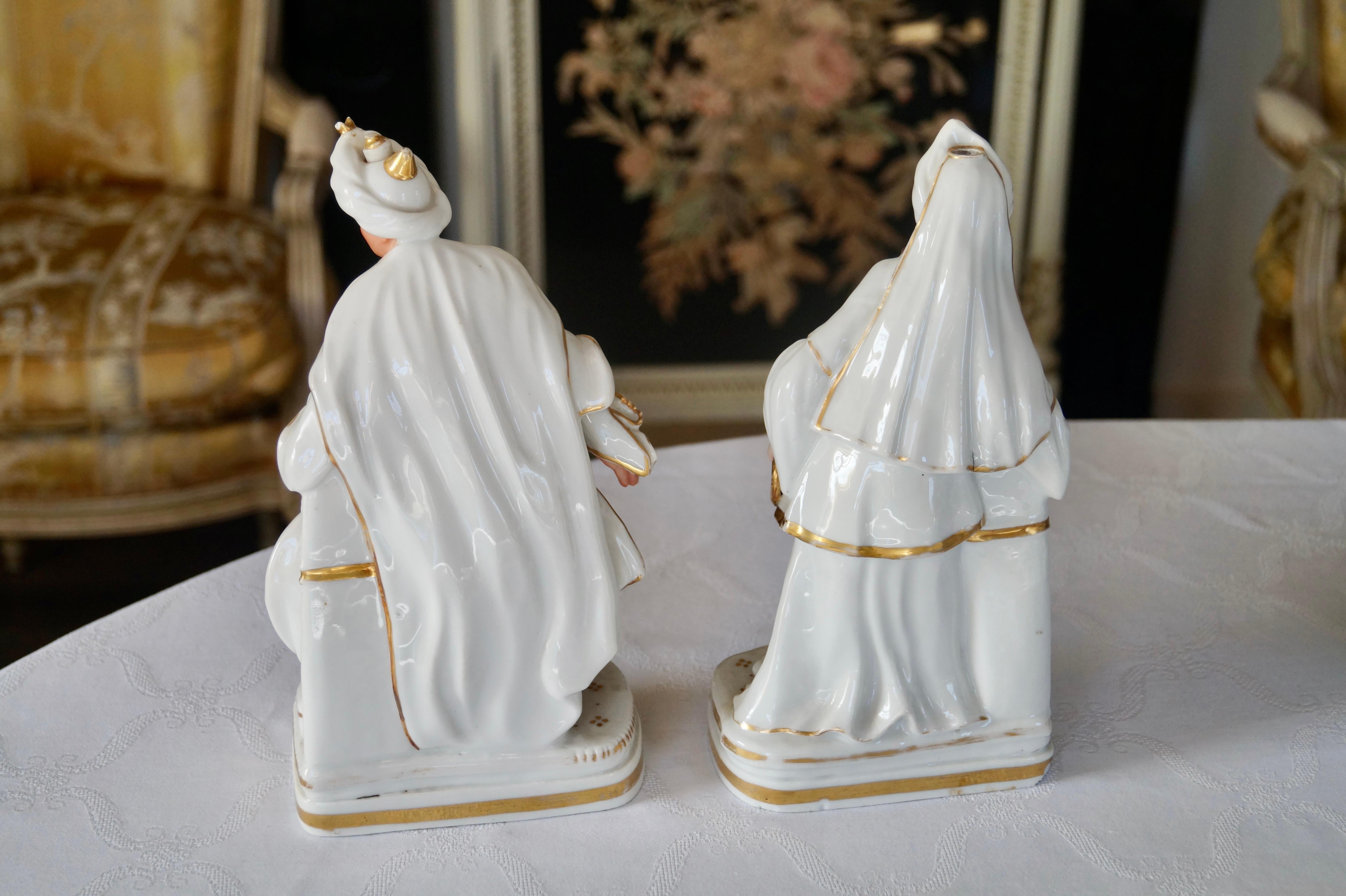 Beauty Set of Two Antique French Old Paris Porcelain 'Porte Plume' Statues  en vente 2