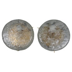 Beautiful set of two ceiling lamps, ice glass, Kaiser Leuchten