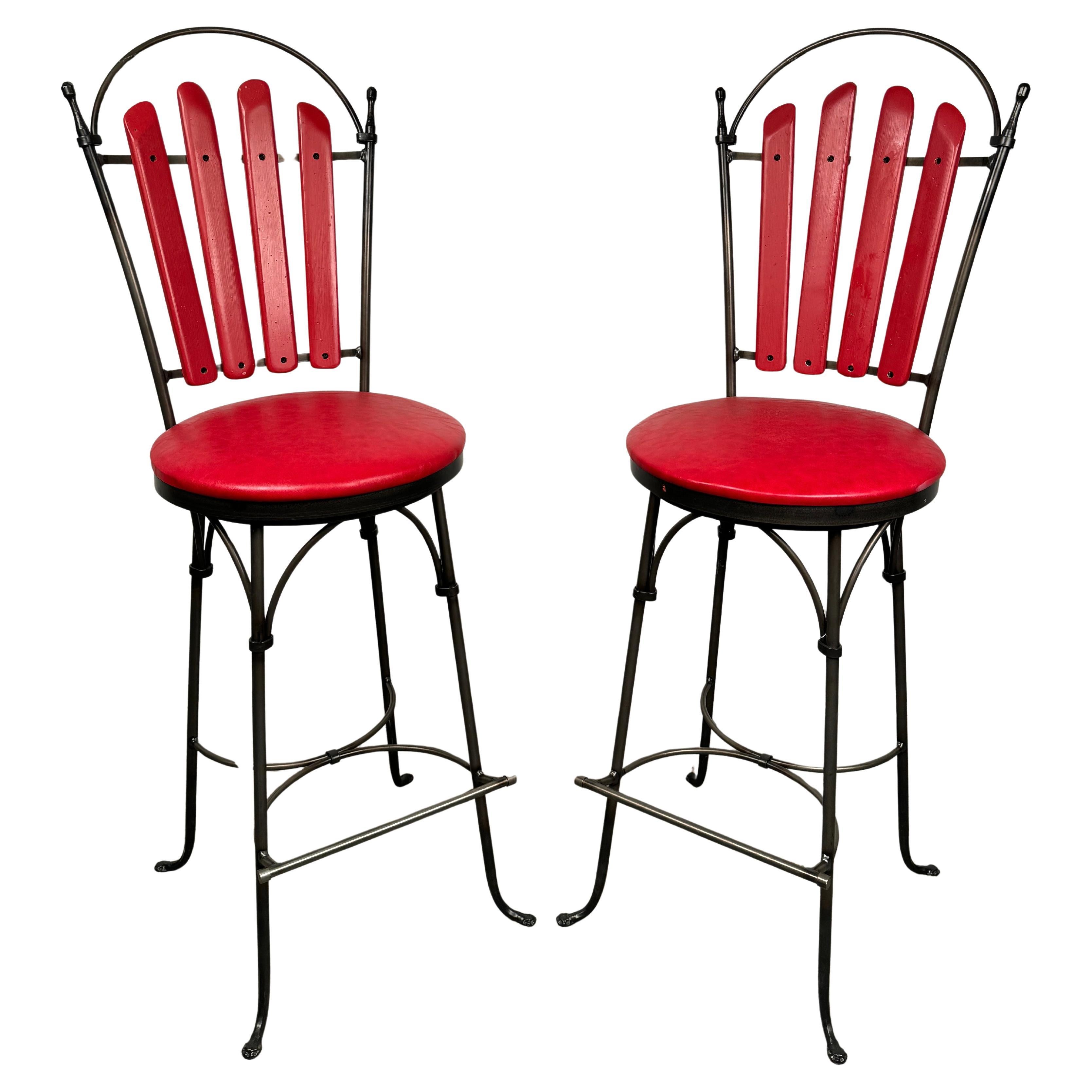 Beautiful Set of Vintage Wood and Iron Barstools