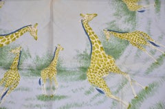 Beautiful Shades of Lavender & Olive-Green "Circle of Giraffes" Silk Scarf