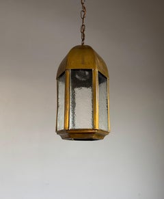 Beautiful Shape Arts & Crafts era, Gothic Revival Style Pendant Light w Dome Top