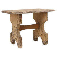 Beautiful shaped rustig low stool in painted wood, France ca. 1900