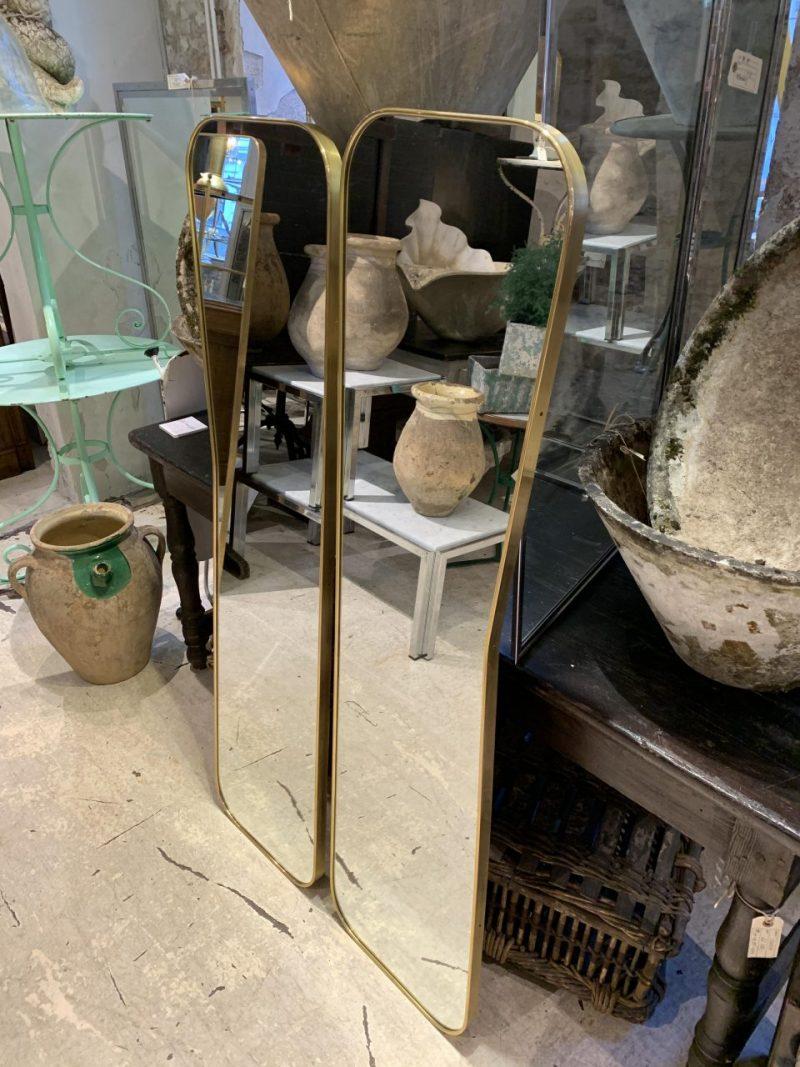 Beautiful Shapely Pair of Tall Midcentury Brass Mirrors, Italy In Good Condition In Copenhagen K, DK