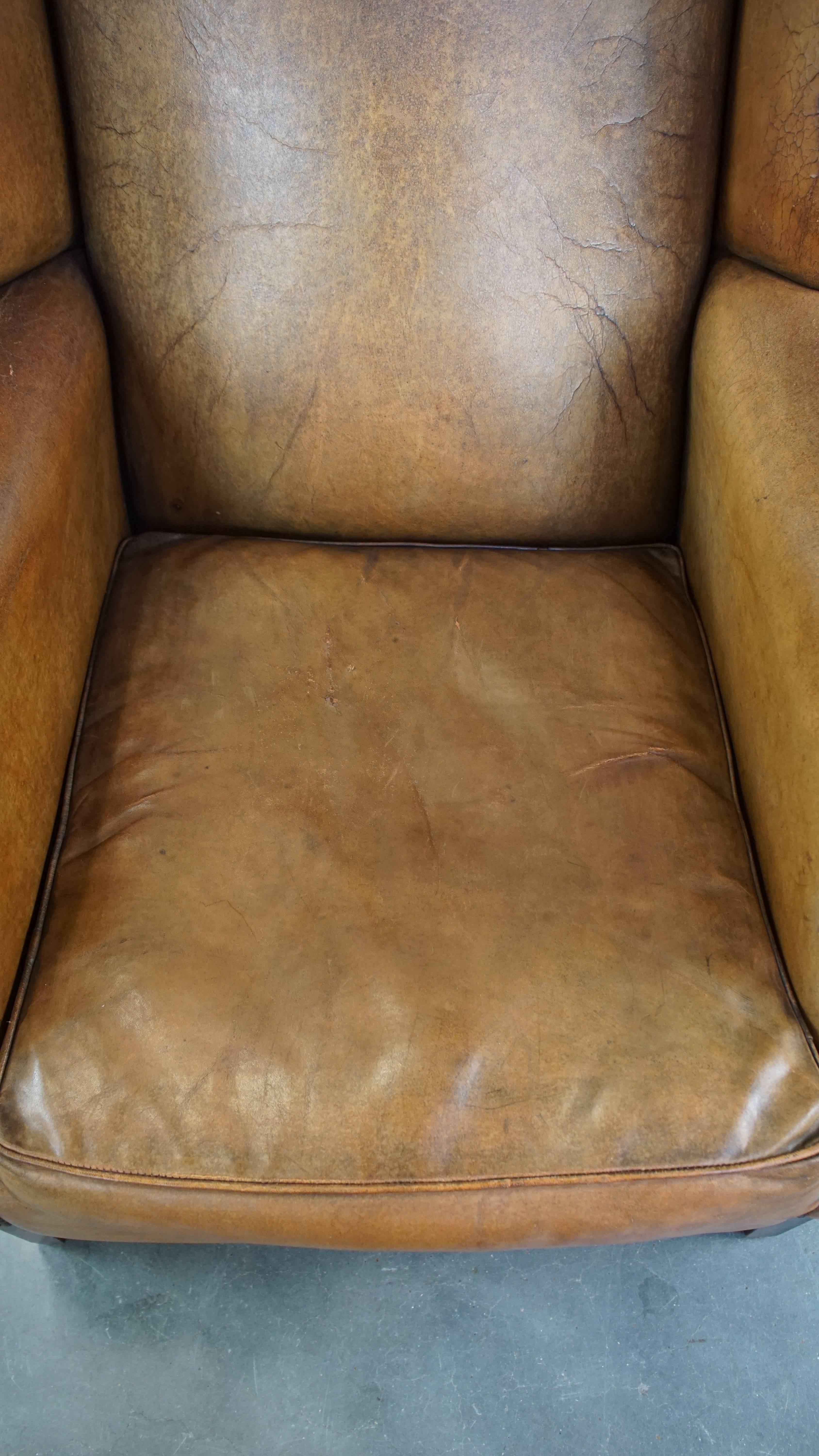 Sheepskin Beautiful sheepskin armchair with a very lovely color and patina For Sale