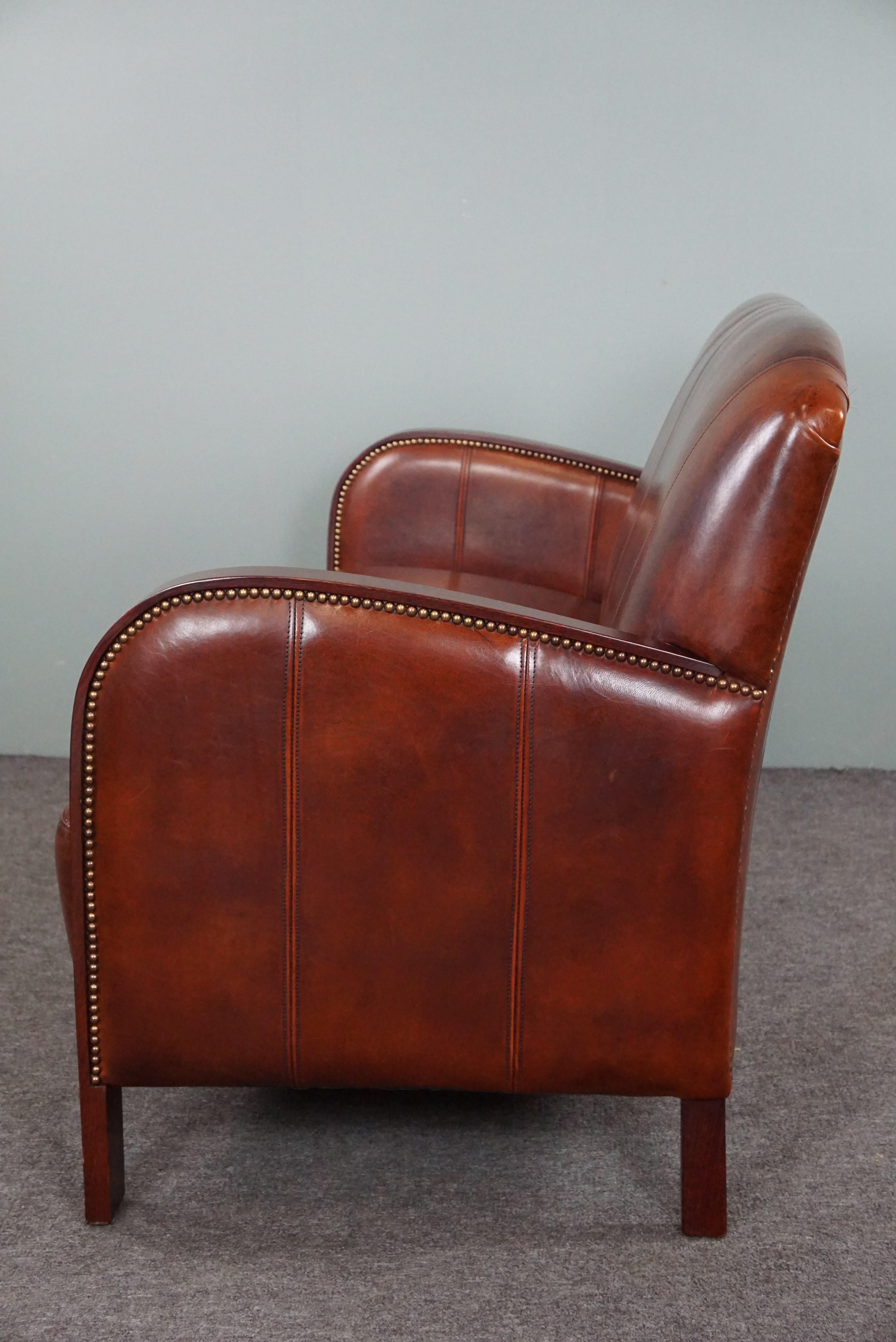 Dutch Beautiful sheepskin Art Deco 2-seater sofa, new condition For Sale
