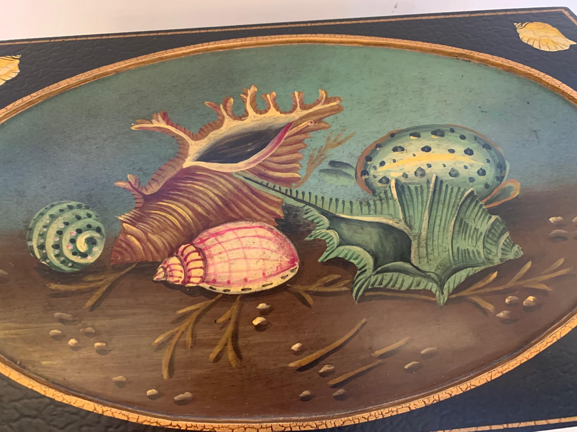 Beautiful Shell Motife Painted Box by Maitland Smith 9