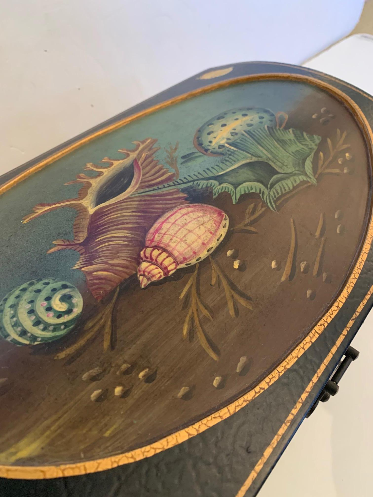Beautiful Shell Motife Painted Box by Maitland Smith 10