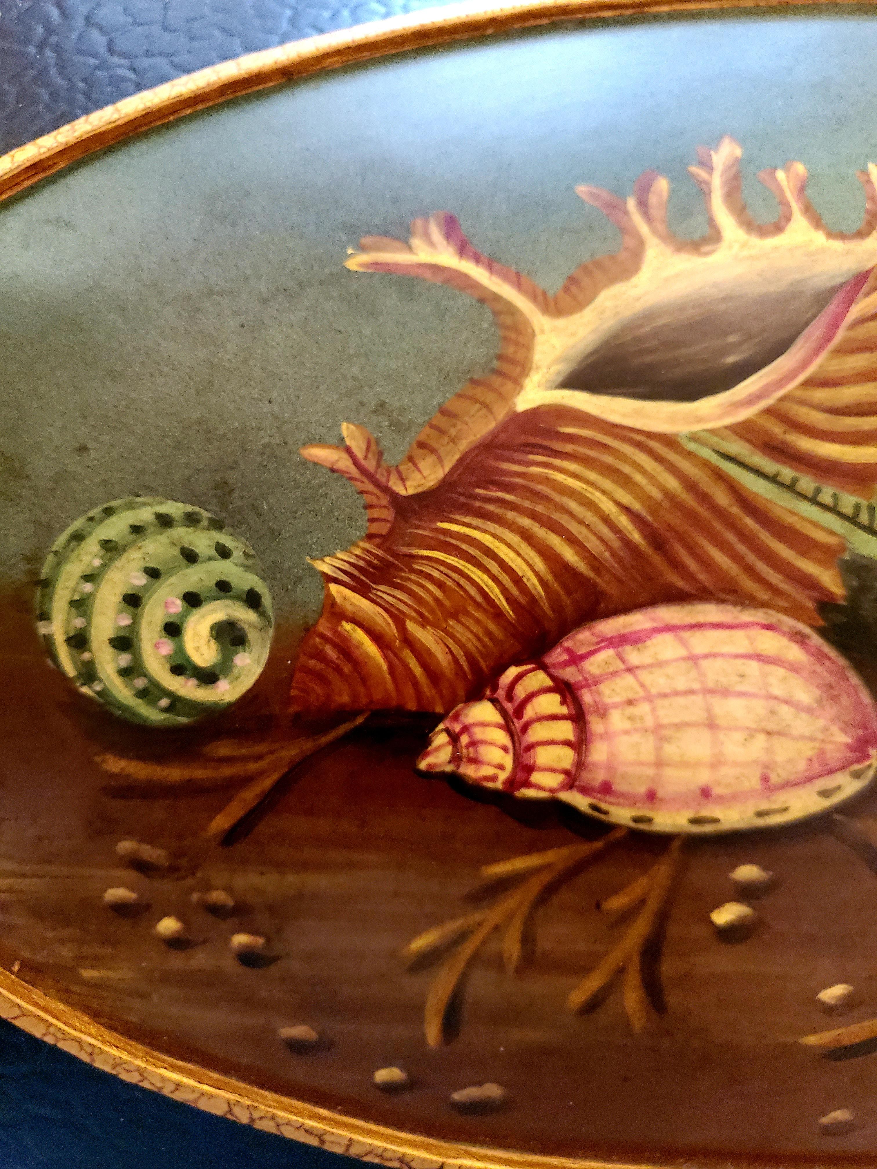 Beautiful Shell Motife Painted Box by Maitland Smith 3