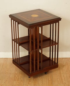 Beautiful Sheraton Revival Hardwood Revolving Bookcase End Table