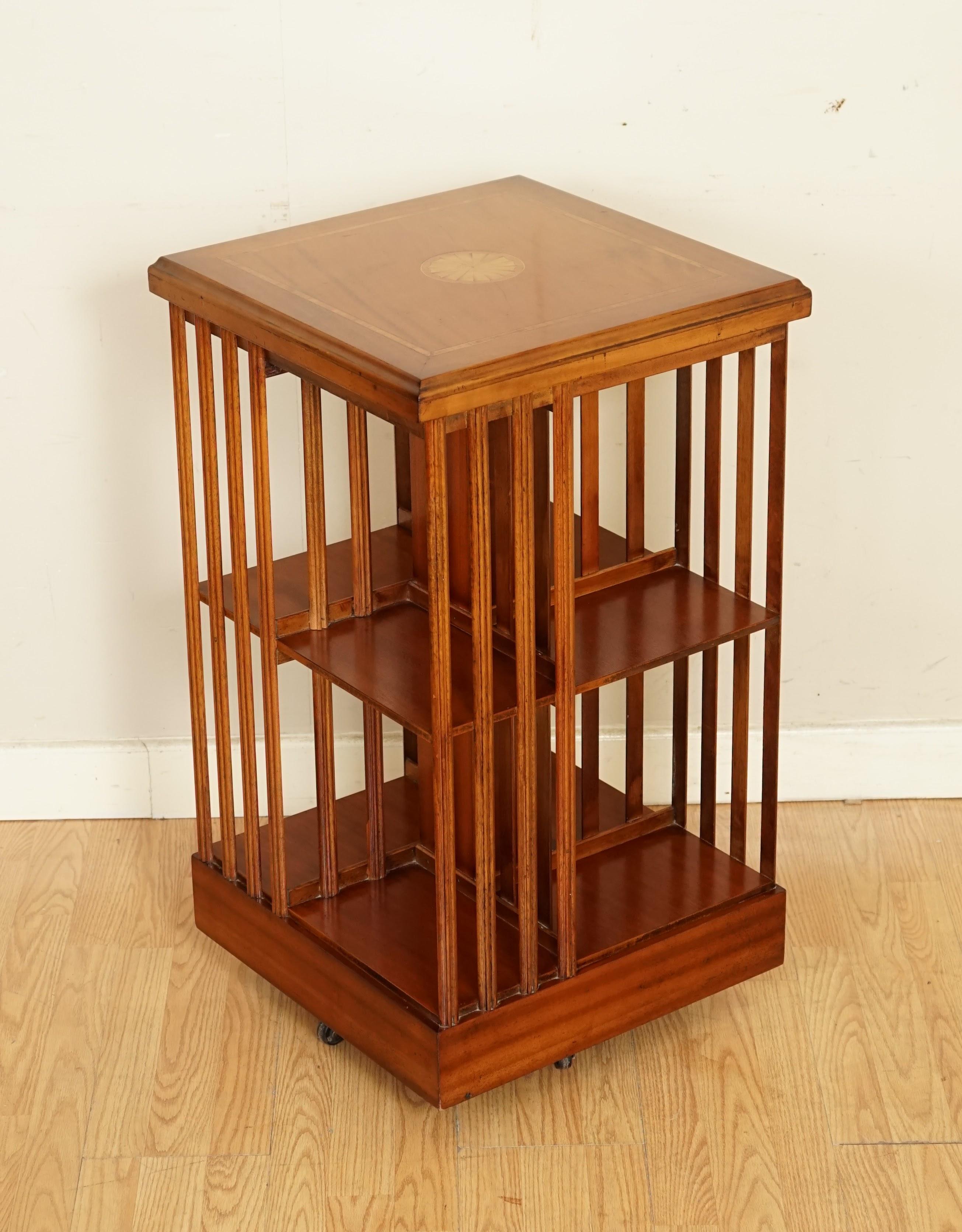 We are so excited to present to you this beautiful Sheraton revival revolving bookcase.

This is a solid very well made and decorative piece, it was made in the Sheraton Revival style.

Please carefully look at the pictures to see the condition