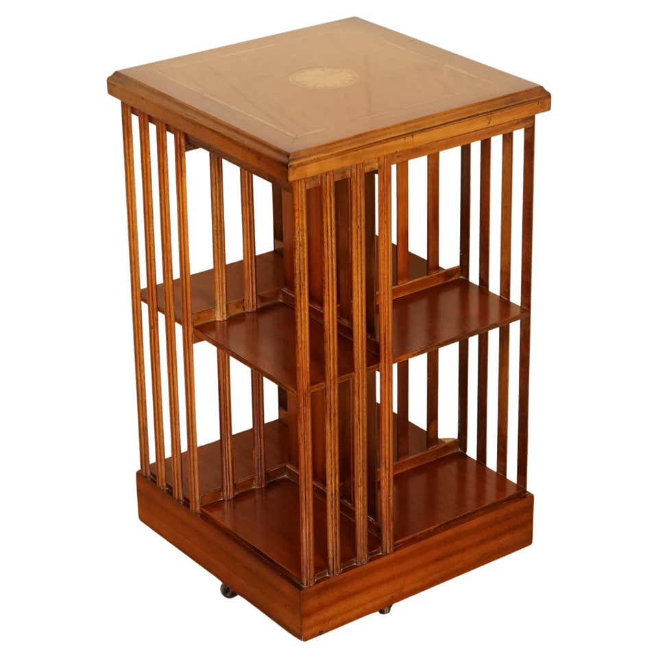 Pair Square Rotating Book Shelf End Tables For Sale at 1stDibs ...