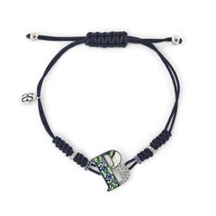 Sicis Jewels 18kt White Gold Micromosaic B Bracelet with Diamonds & Sapphires