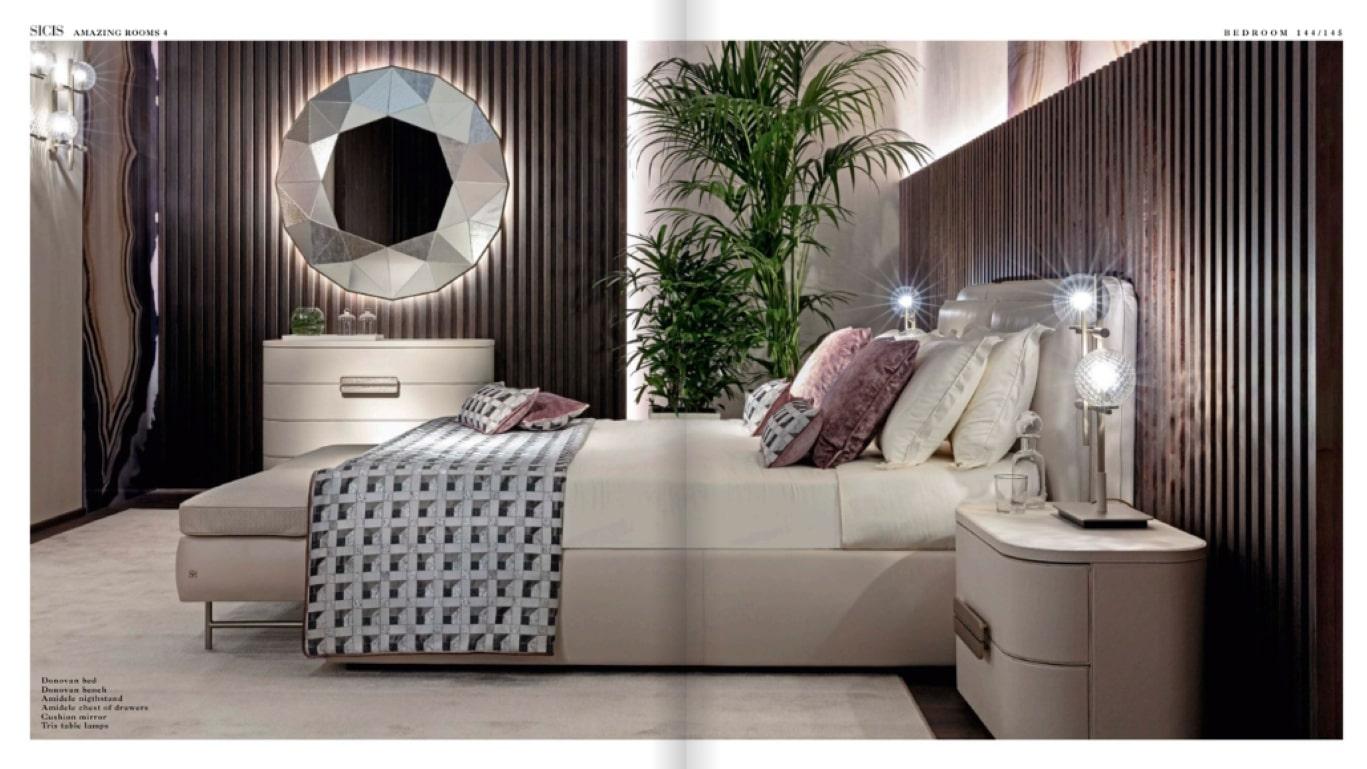 Schönes Bett Kopfteil Rahmen Massivholz Leder oder Stoff (Moderne) im Angebot