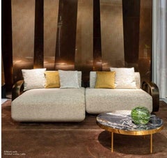 Beautiful Coffee Table in Satin Gold Finish Top Vetrite Marble Effect