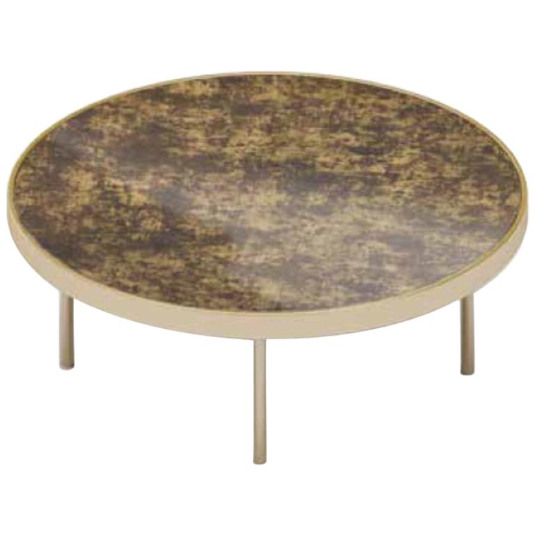 Beautiful Coffee Table in Polished Gold Finish Top Vetrite Marble Effect For Sale