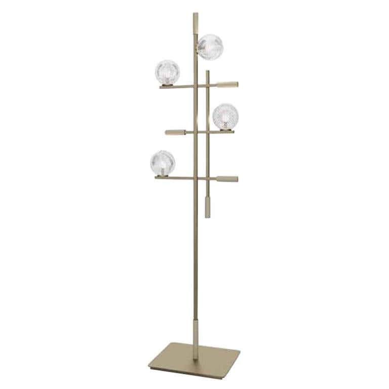 Beautiful Floor Lamp Metal Champagne Finish Murano Glass Leather Insert ...