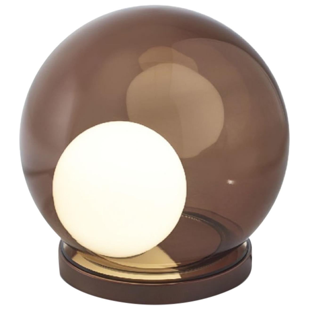 Stylish Table Lamp Bronzed Metal Frame Decorative White Matt sphere Inside