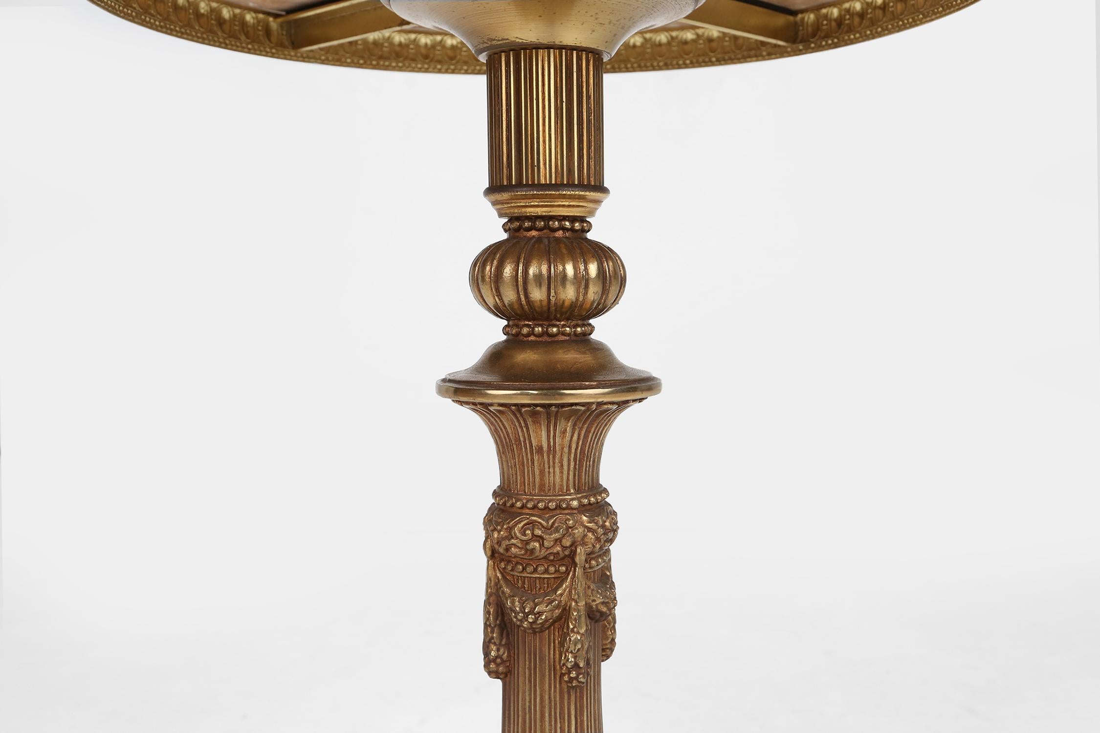 Metal Beautiful side table in brass with onyx marble top, France ca. 1950