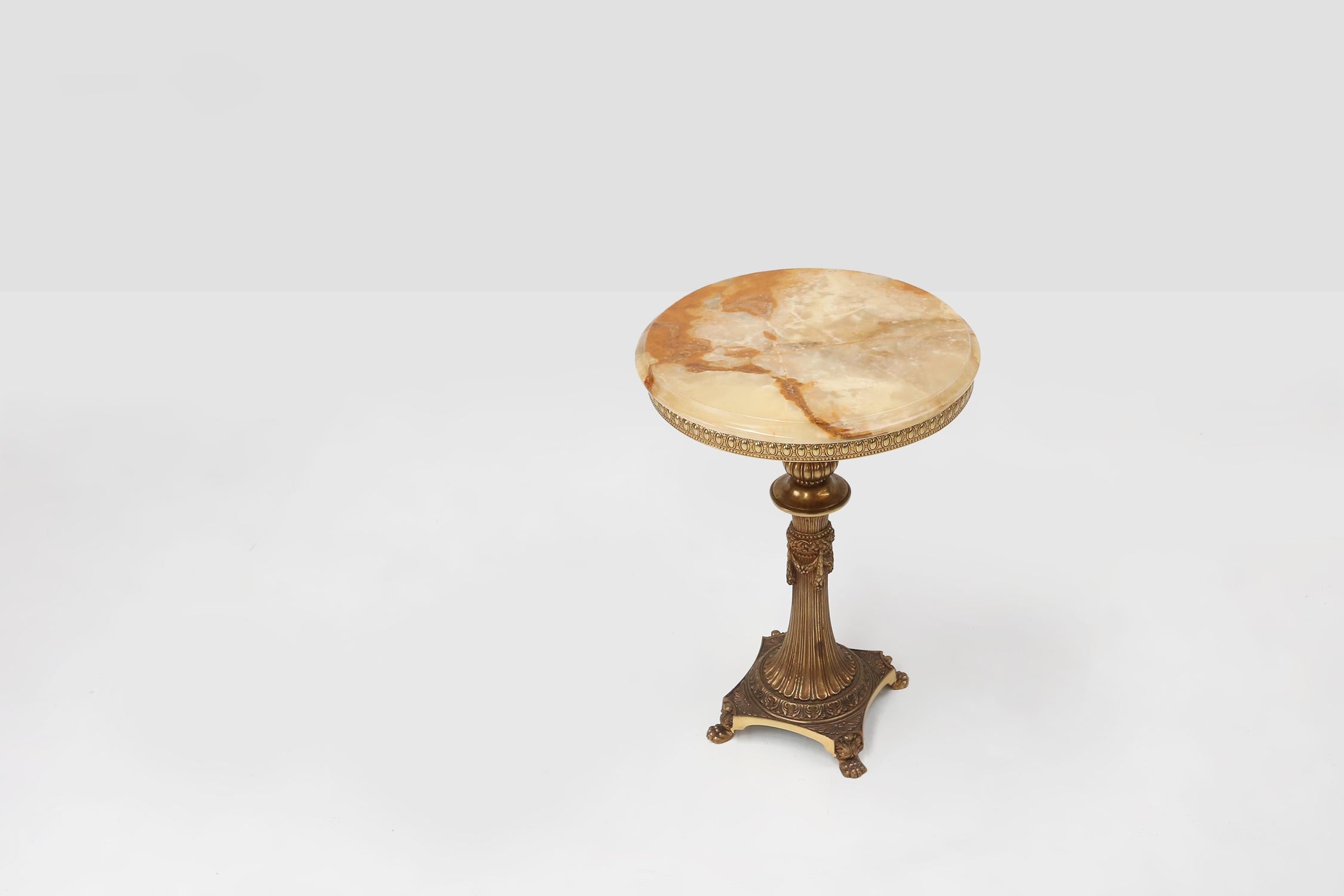 Beautiful side table in brass with onyx marble top, France ca. 1950 1