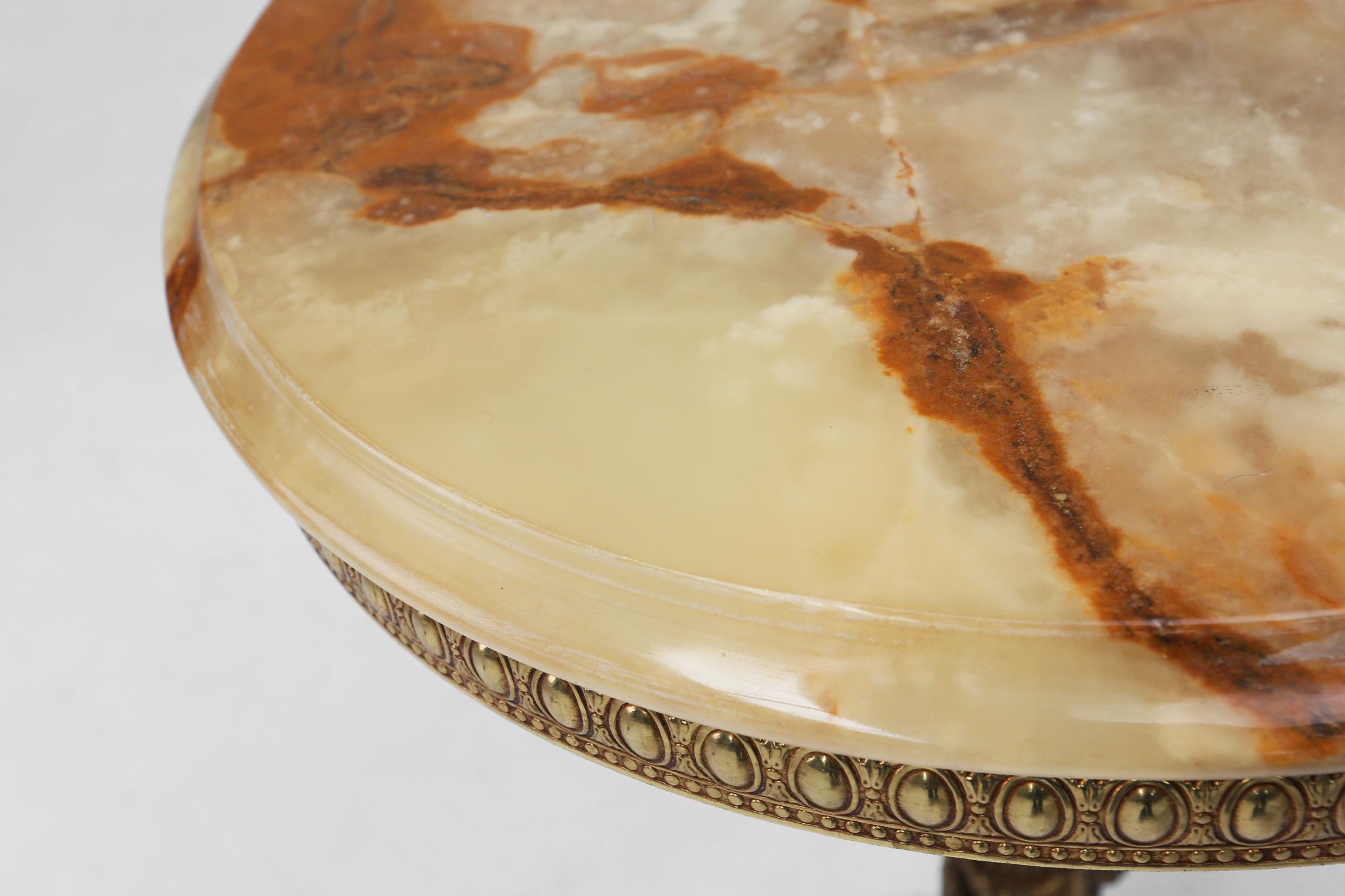Beautiful side table in brass with onyx marble top, France ca. 1950 2