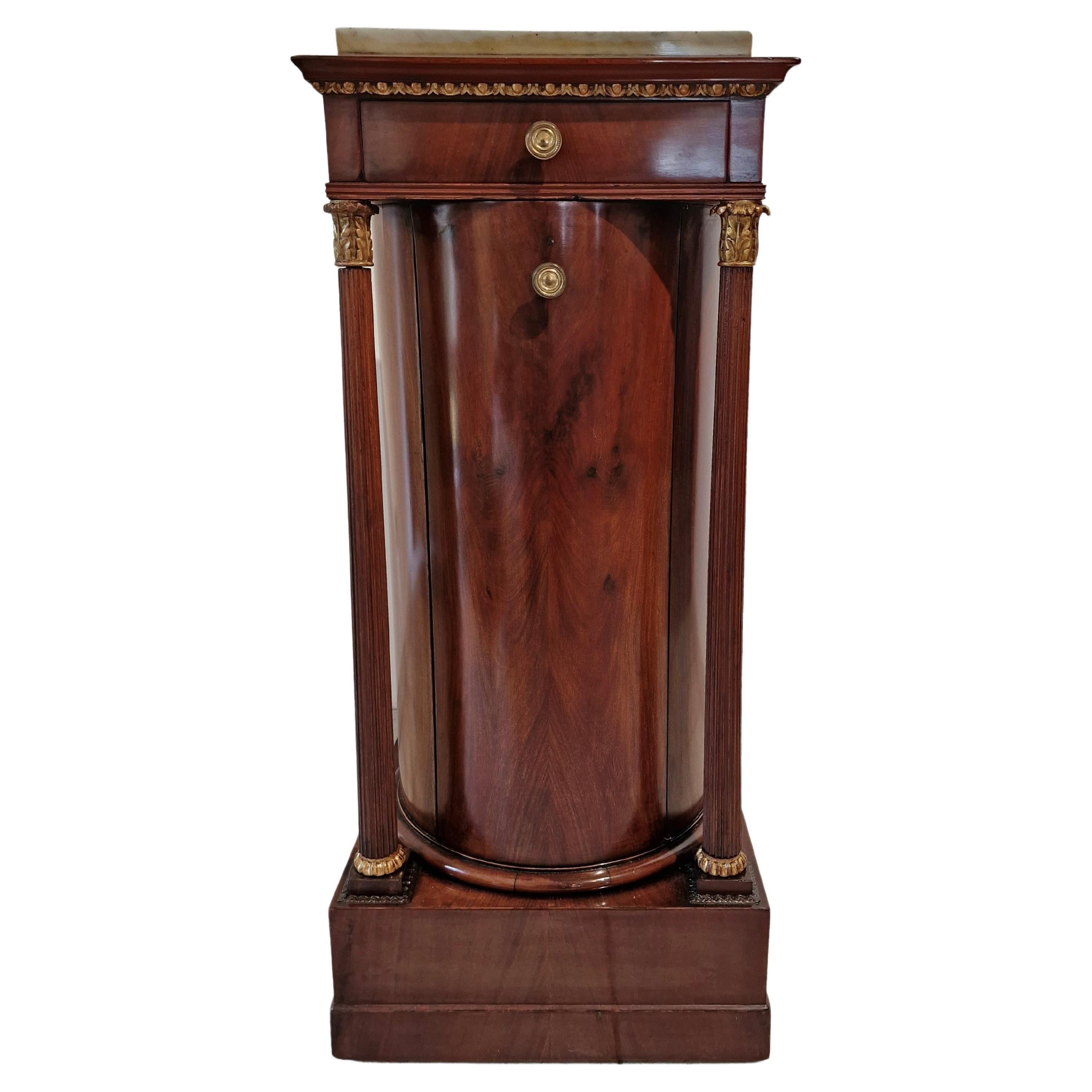 besonders schöner Beistelltisch, Säulenkommode Trumeau, Empire, ~1810-15, Italien im Angebot