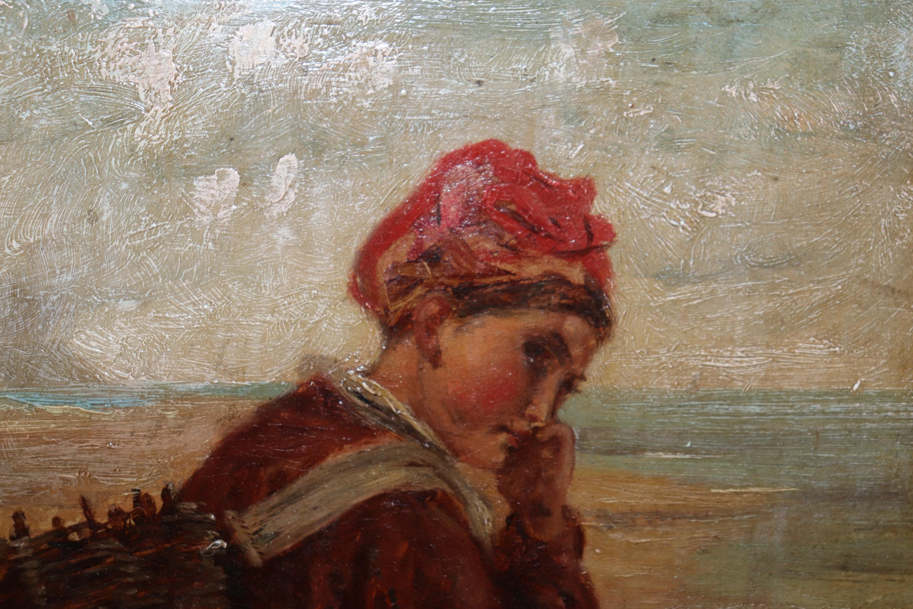 Beautiful Signed Oil on Board Early 1900s Era Painting of Young Woman  In Good Condition For Sale In Swedesboro, NJ