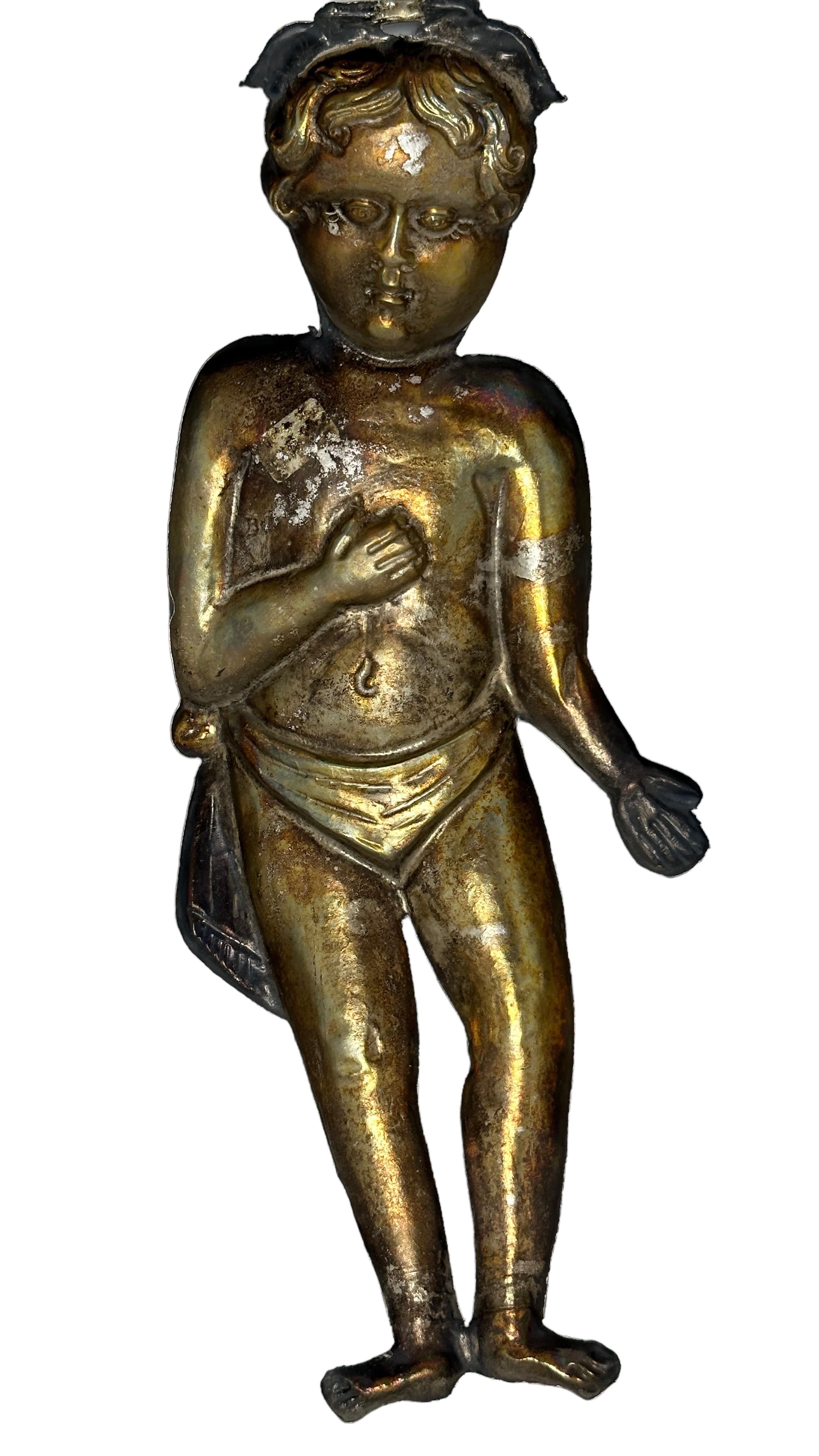 Antike männliche Ex voto-Figur, Säugling, Säugling Jesus, Silber Italien 1890er Jahre im Angebot 2