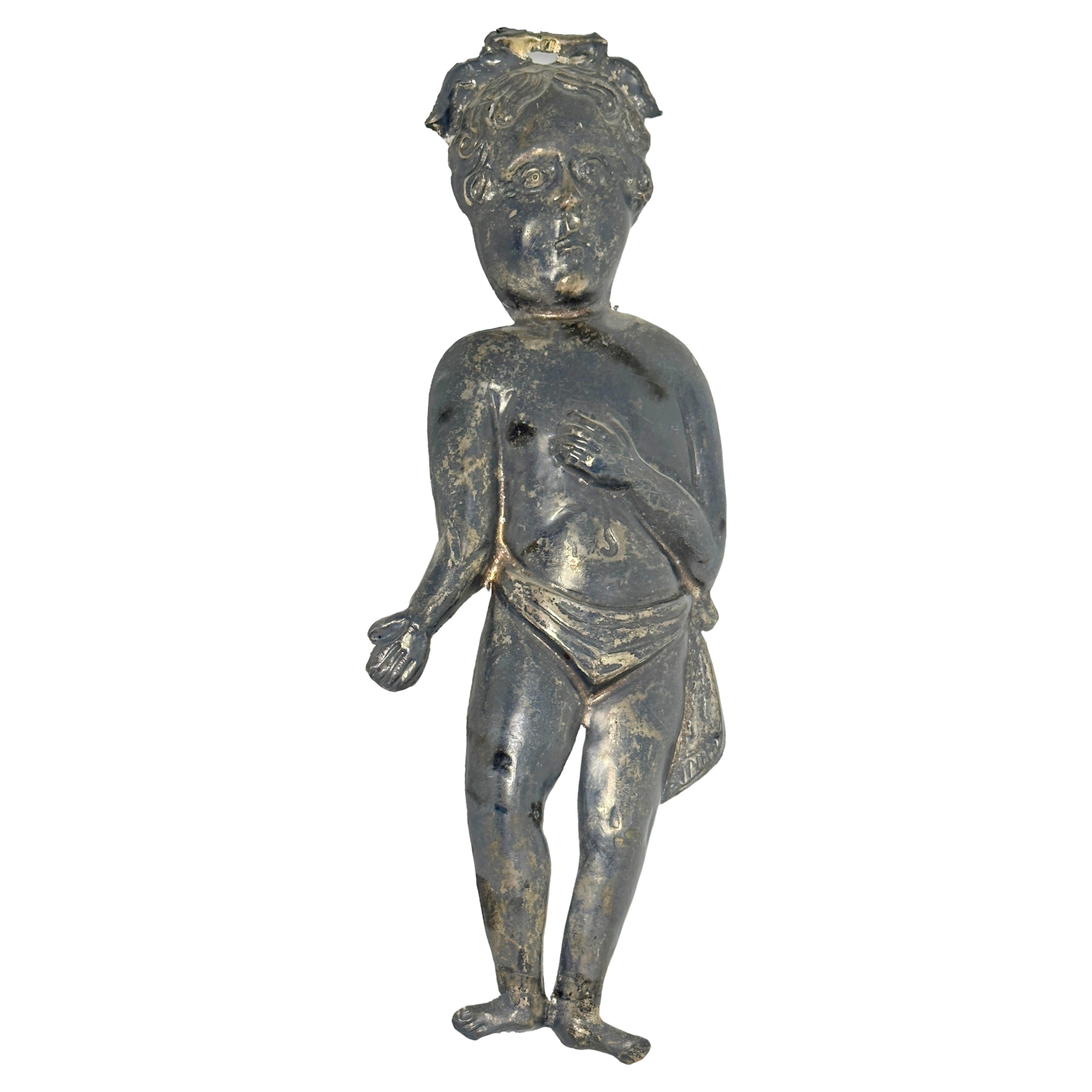 Antique Ex voto Male figure, Infant, Infant Jesus, Silver Italy 1890s For Sale