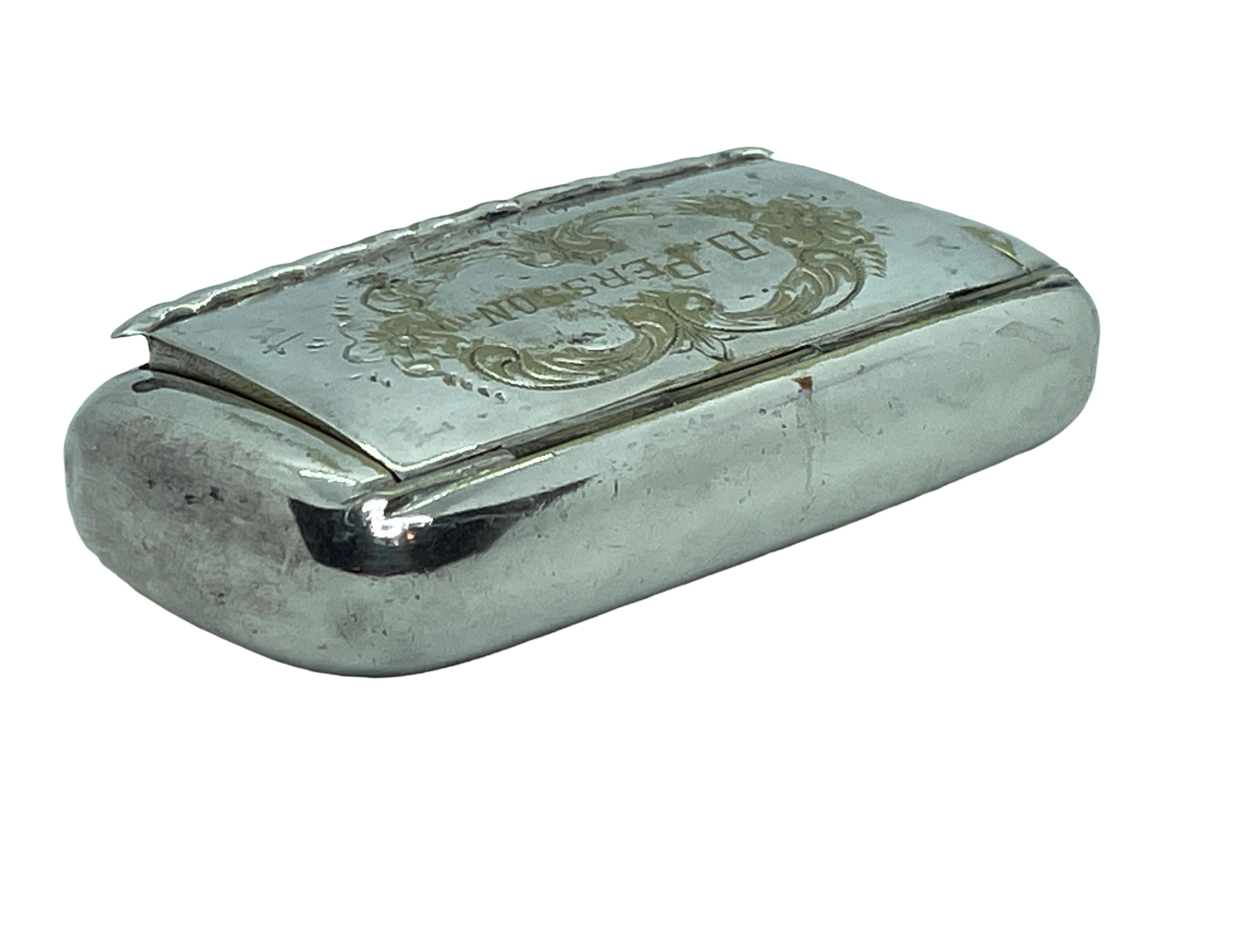 Beautiful Silver Plate Snuff Box for B. Persson, Sweden, 1934 For Sale 7