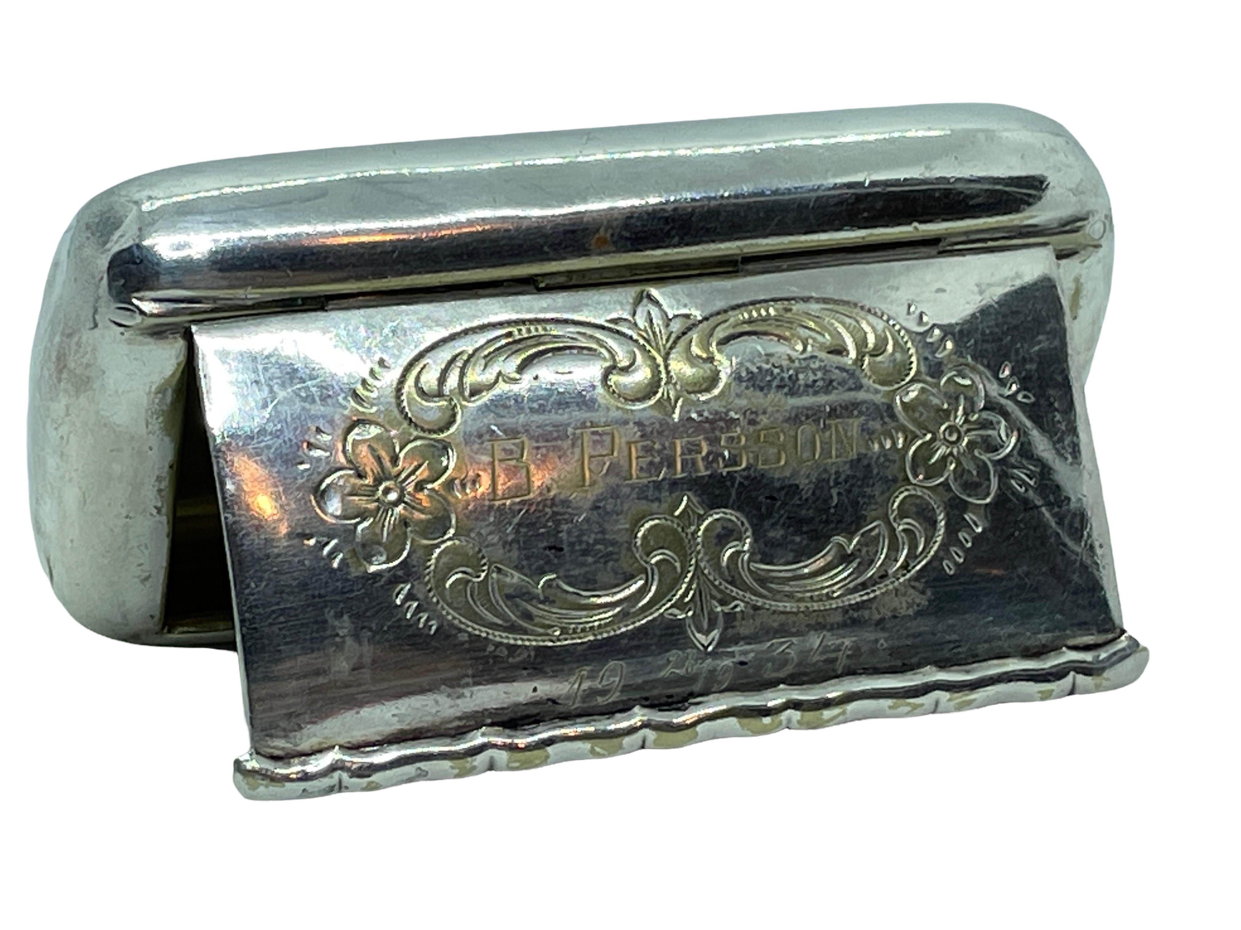 Magnifique boîte à manchettes en métal argenté pour B. Persson, Suède, 1934 en vente 1