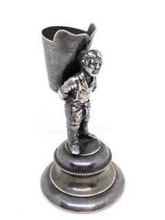Beautiful Silver Plated Toothpick Holder Figurine Vintage, Austria, 1890s